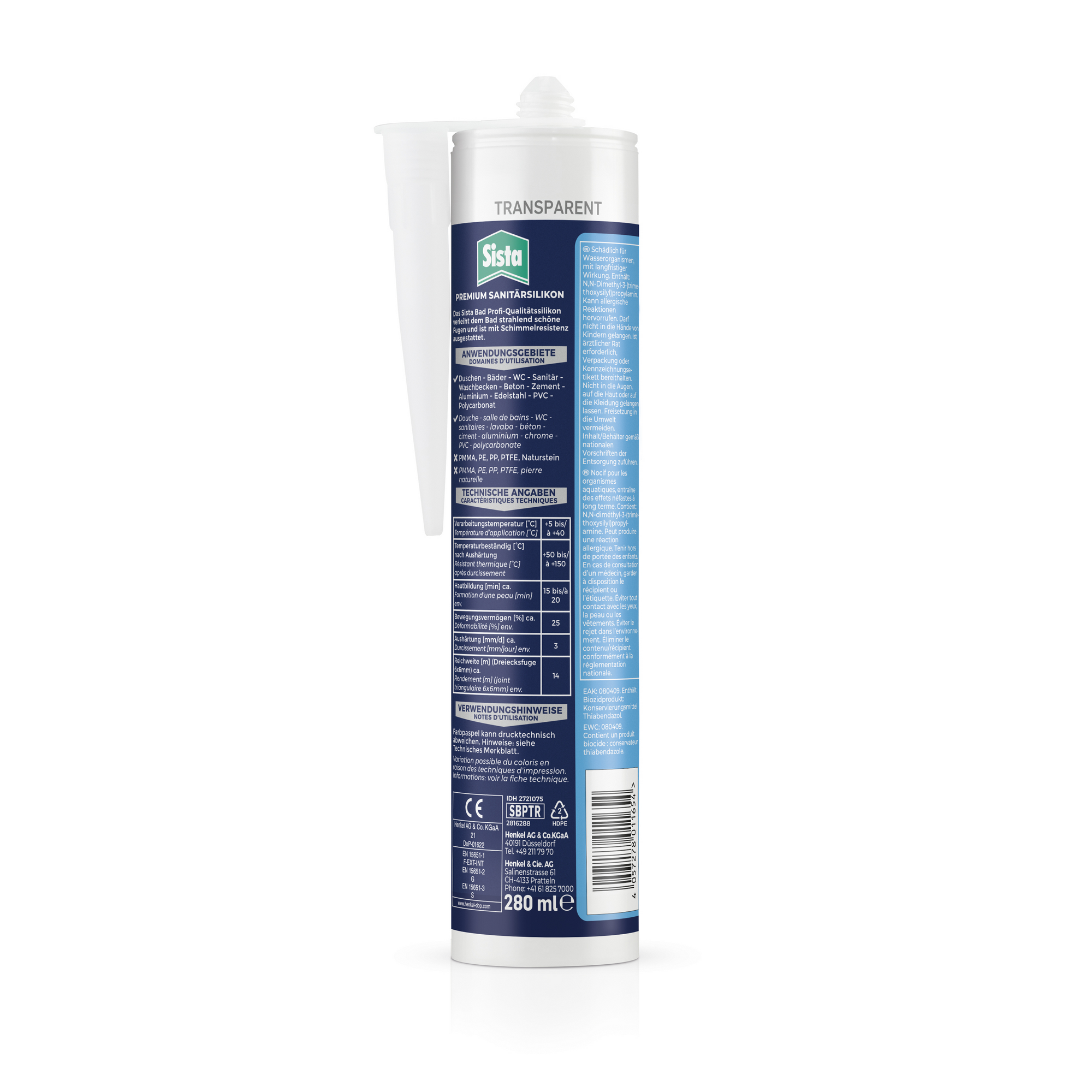Sanitärsilikon 'Bad Profi-Qualität' transparent 280 ml + product picture