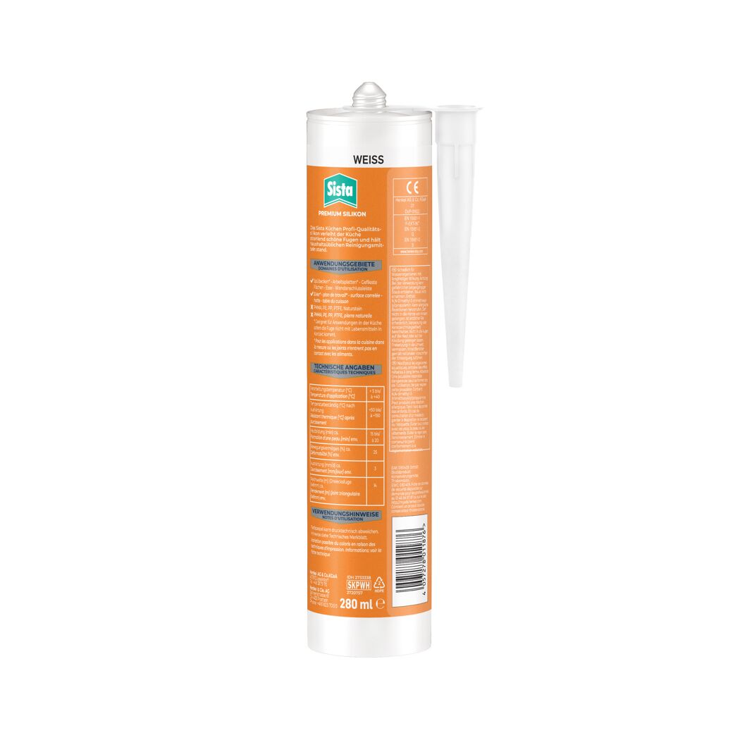 Sista Premium Silikon Küchen-Dichtstoff weiß 280 ml Tube