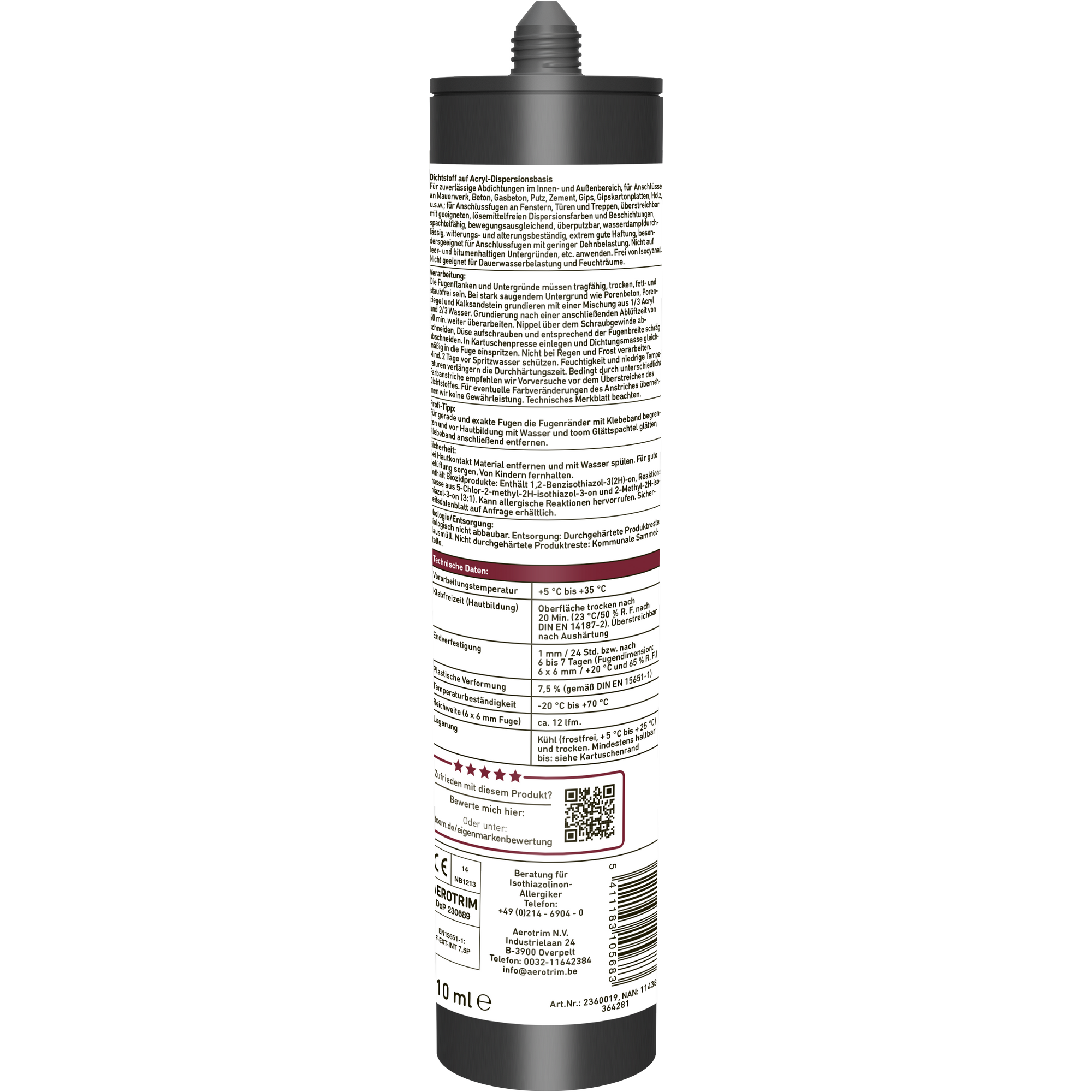 Thumbnail - toom Acryl-Dichtstoff weiß 310 ml