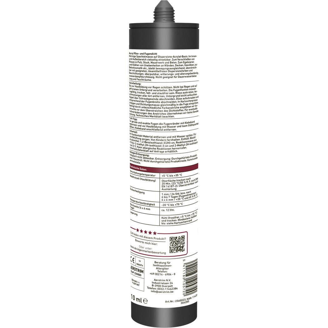 Acryl-Spachtelmasse "Riss- und Fugendicht" weiß 310 ml