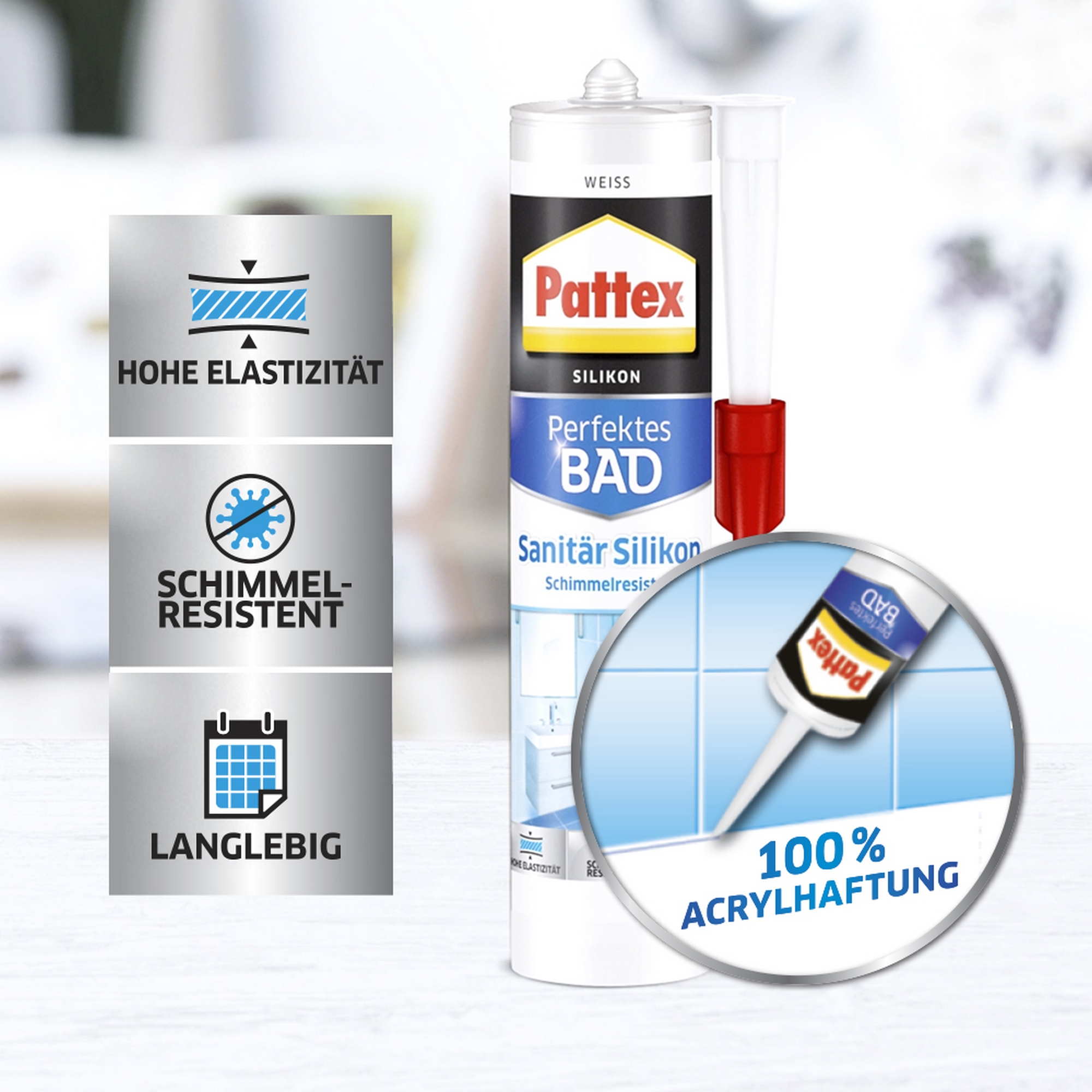 Sanitärsilikon 'Perfektes Bad' weiß 300 ml + product picture