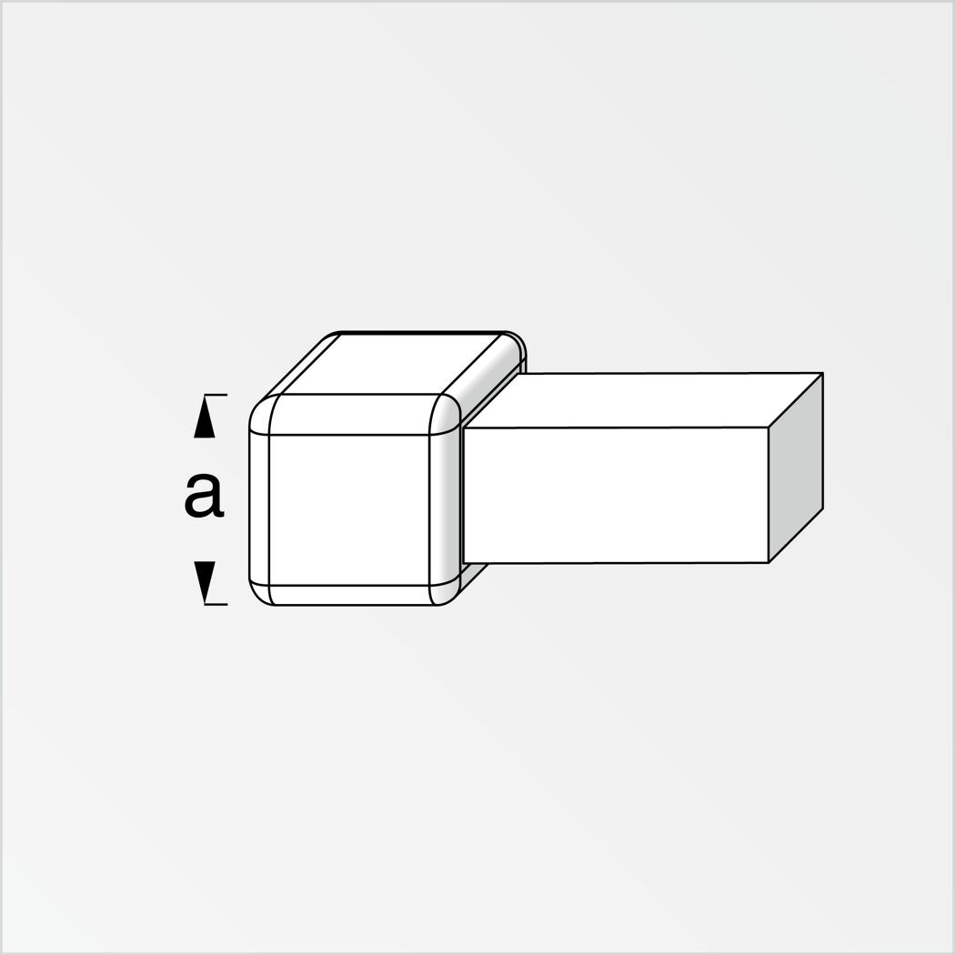 Quadratisches Eckprofil mit Maßangabe