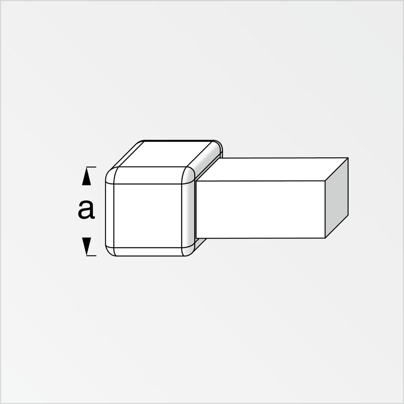 Quadratisches Eckprofil mit Maßangabe