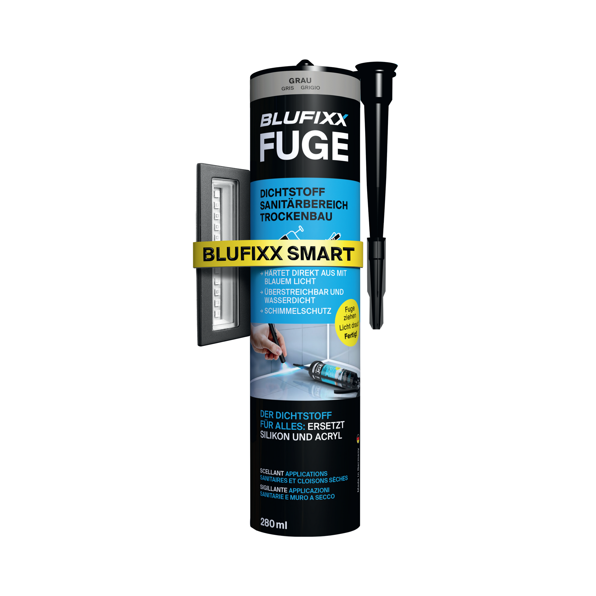 Dichtstoff 'Fuge' grau inkl. UV-LED, 280 ml + product picture