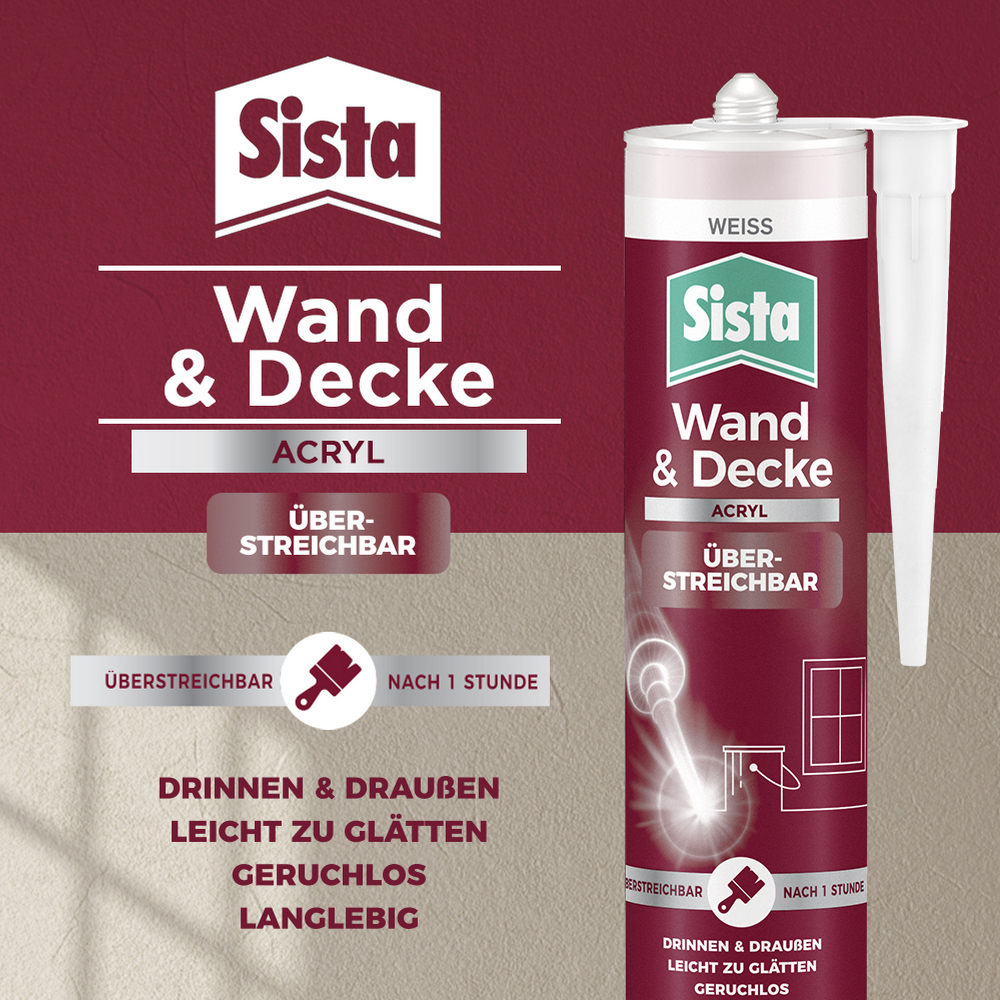 Acryl-Fugendichtmasse 'Wand & Decke' weiß 280 ml + product picture