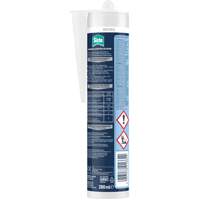 Sista Bad Express Sanitär Silikon Kartusche 280ml weiß