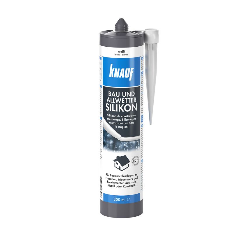 Kartusche mit Knauf Bau- und Allwetter-Silikon