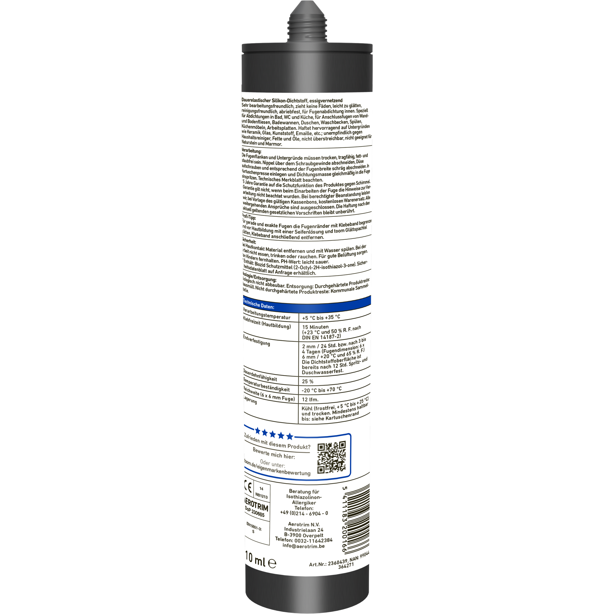 Sanitärsilikon schwarz 310 ml
