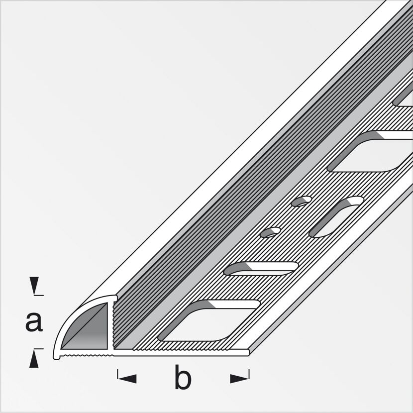 Silbernes Viertelkreis-Profil aus Aluminium