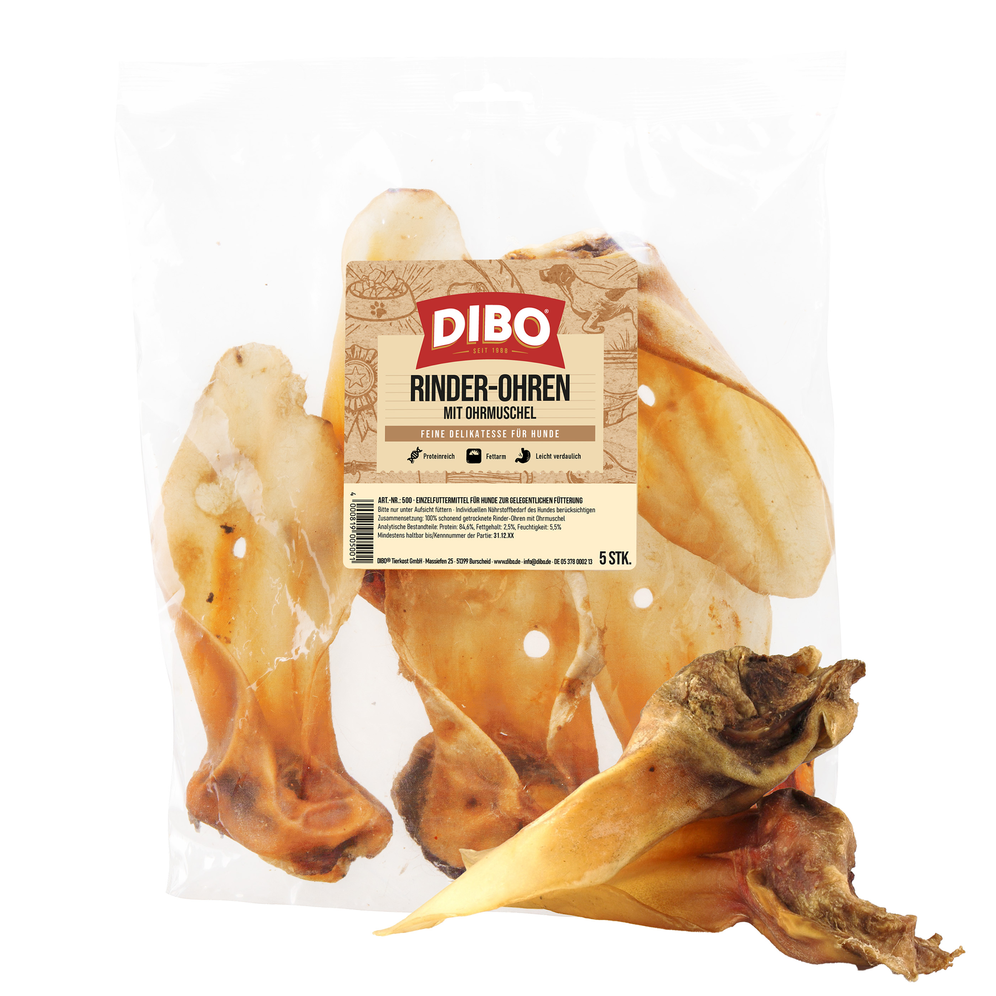 Rinder-Ohren mit Ohrmuschel 5 Stück