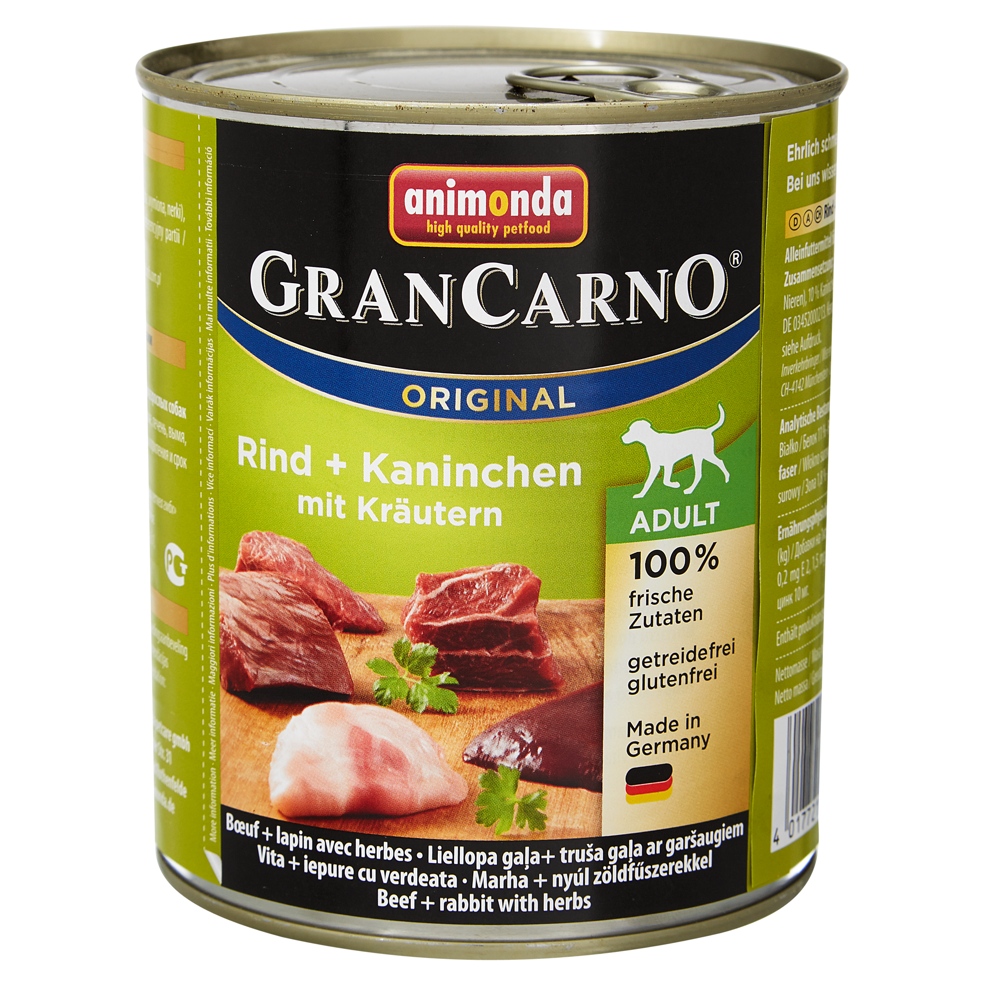 Hundenassfutter "Gran Carno" Original mit Rind/Kaninchen/Kräuter 800 g + product picture