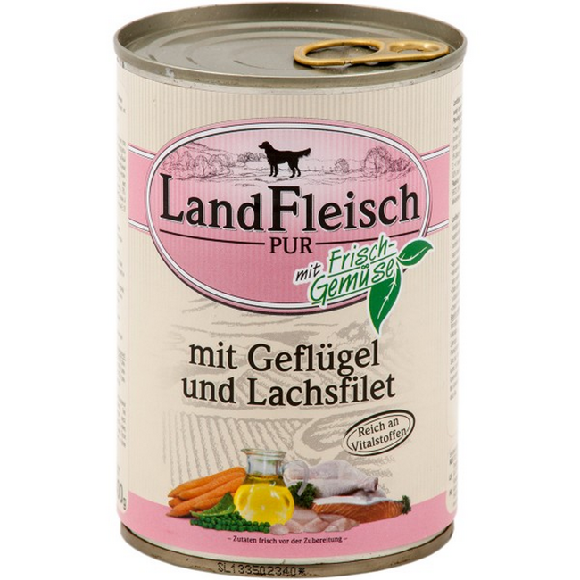 Bild von Hundenassfutter mit Geflügel und Lachsfilet 400 g