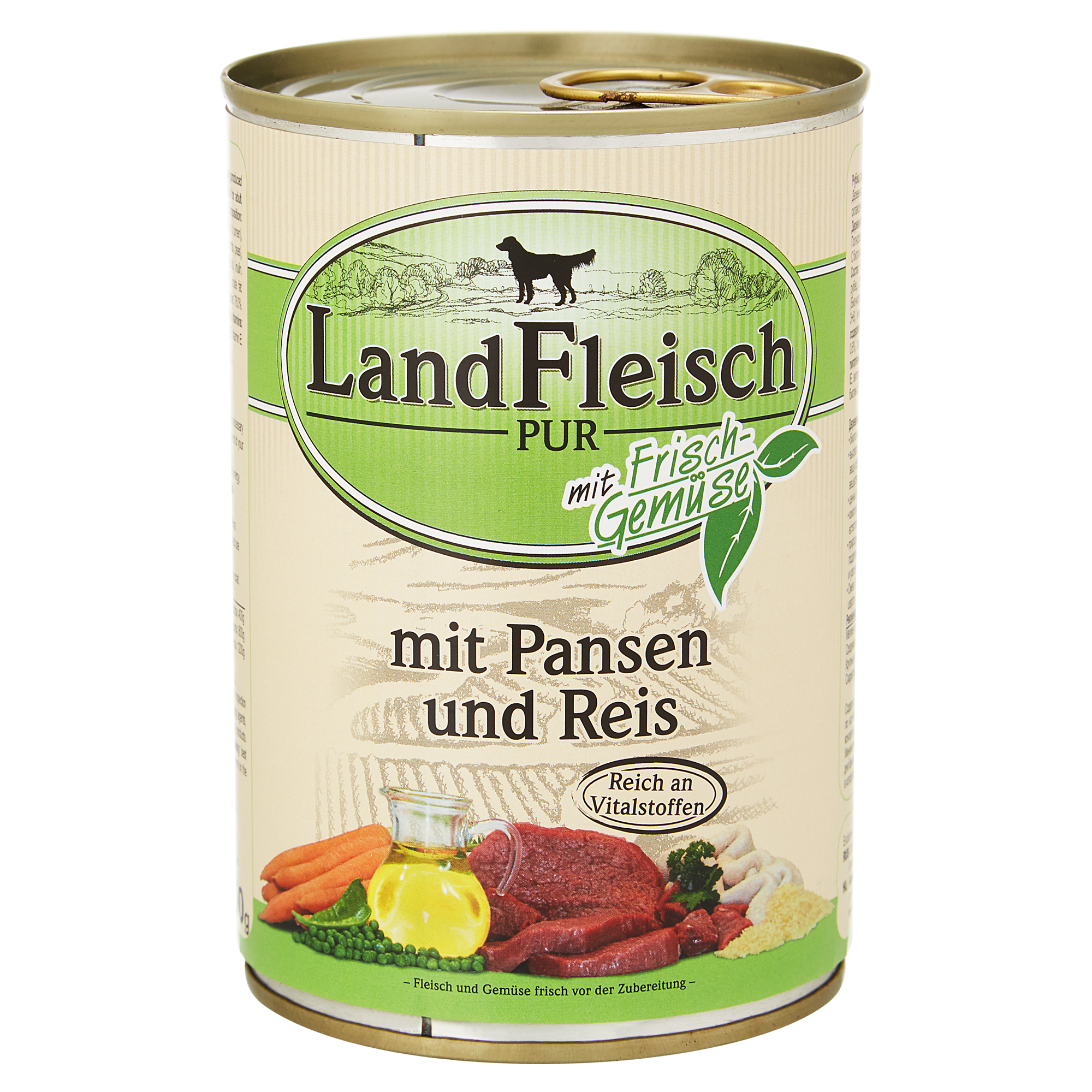 Hundenassfutter "Pur" mit Frischgemüse/Pansen/Reis 400 g + product picture