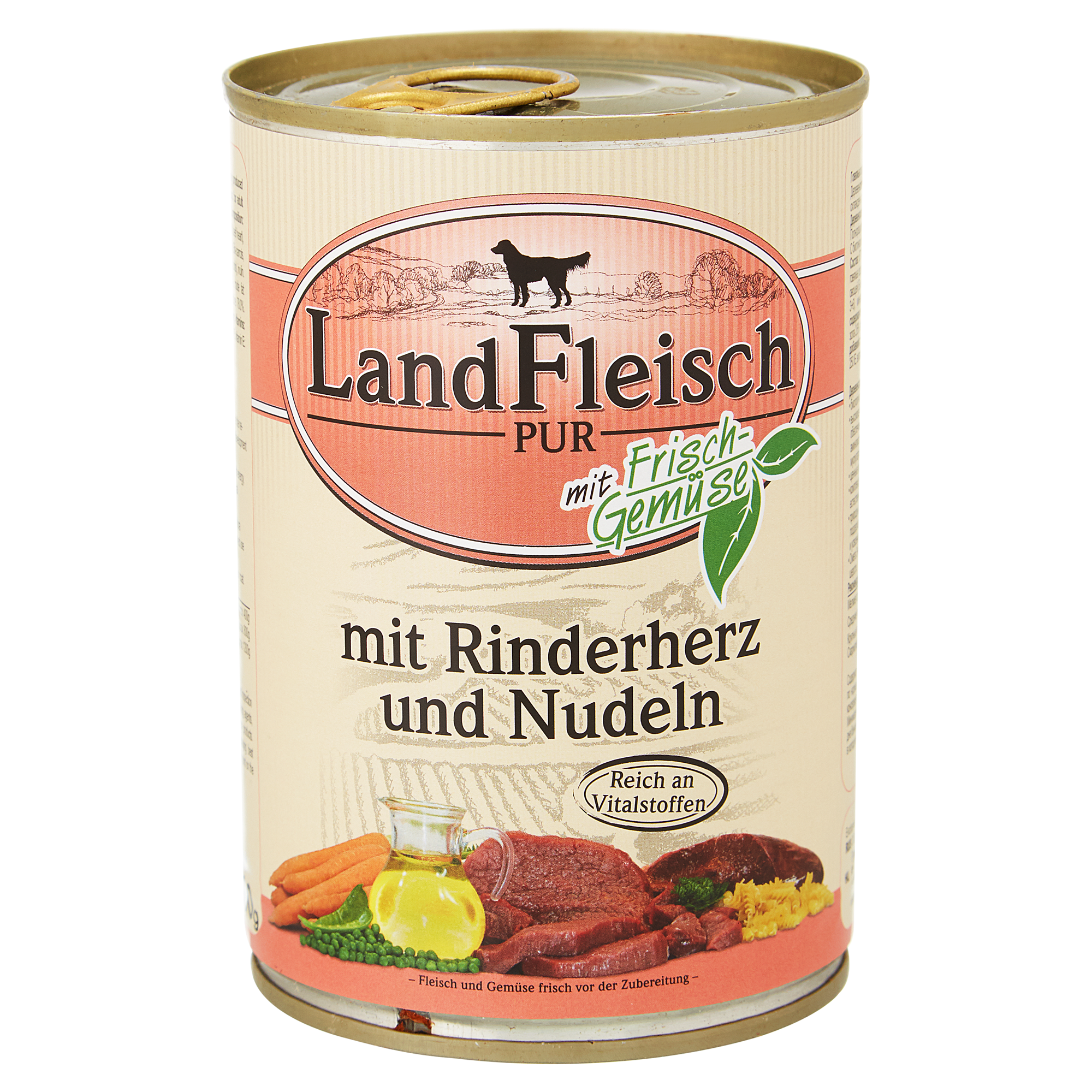 Hundenassfutter "Pur" mit Frischgemüse/Rinderherz/Nudeln 400 g + product picture