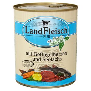 Hundenassfutter "Pur" mit Frischgemüse/Geflügelherzen/Seelachs 800 g