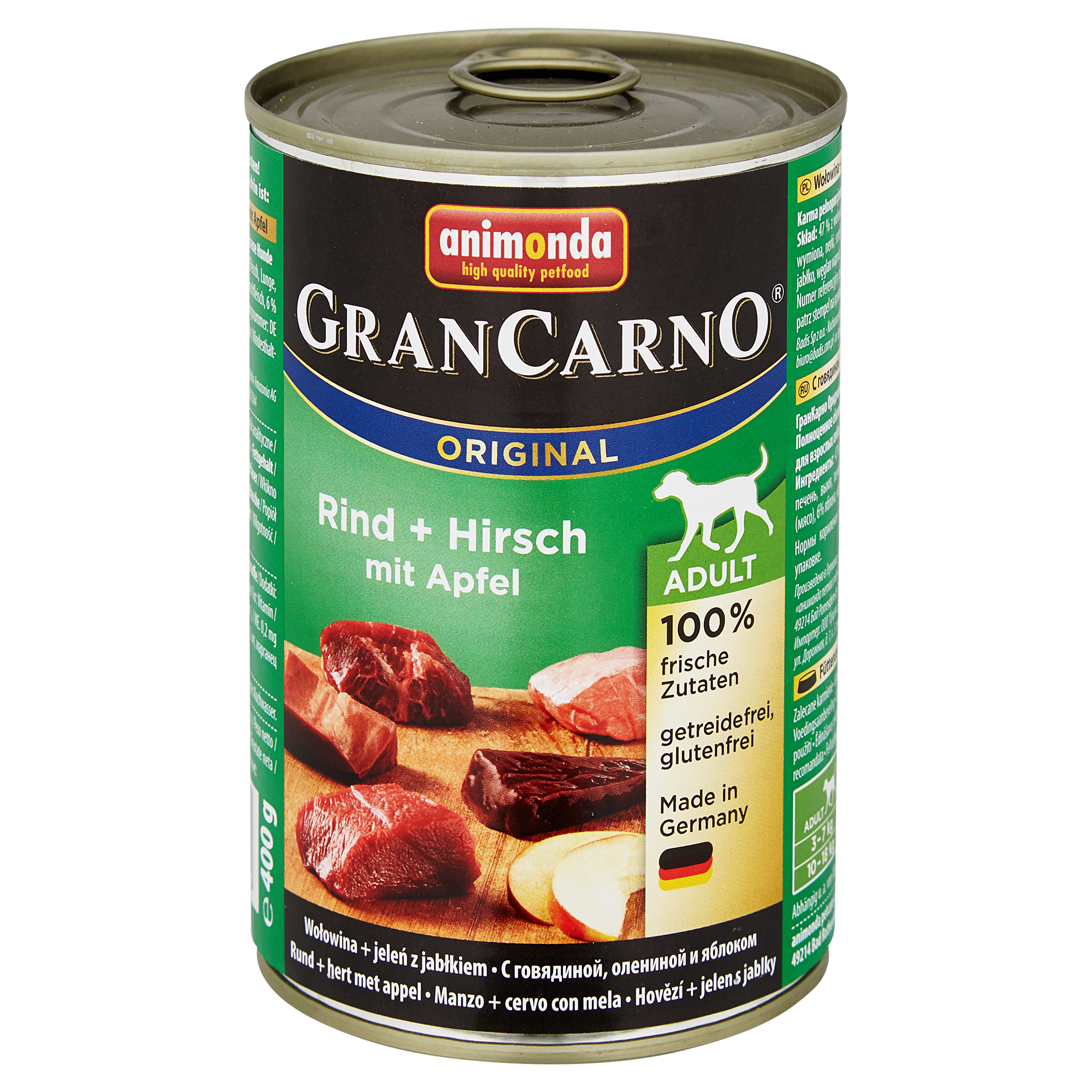 Hundenassfutter "Gran Carno" Original Rind/Hirsch/Apfel 400 g + product picture