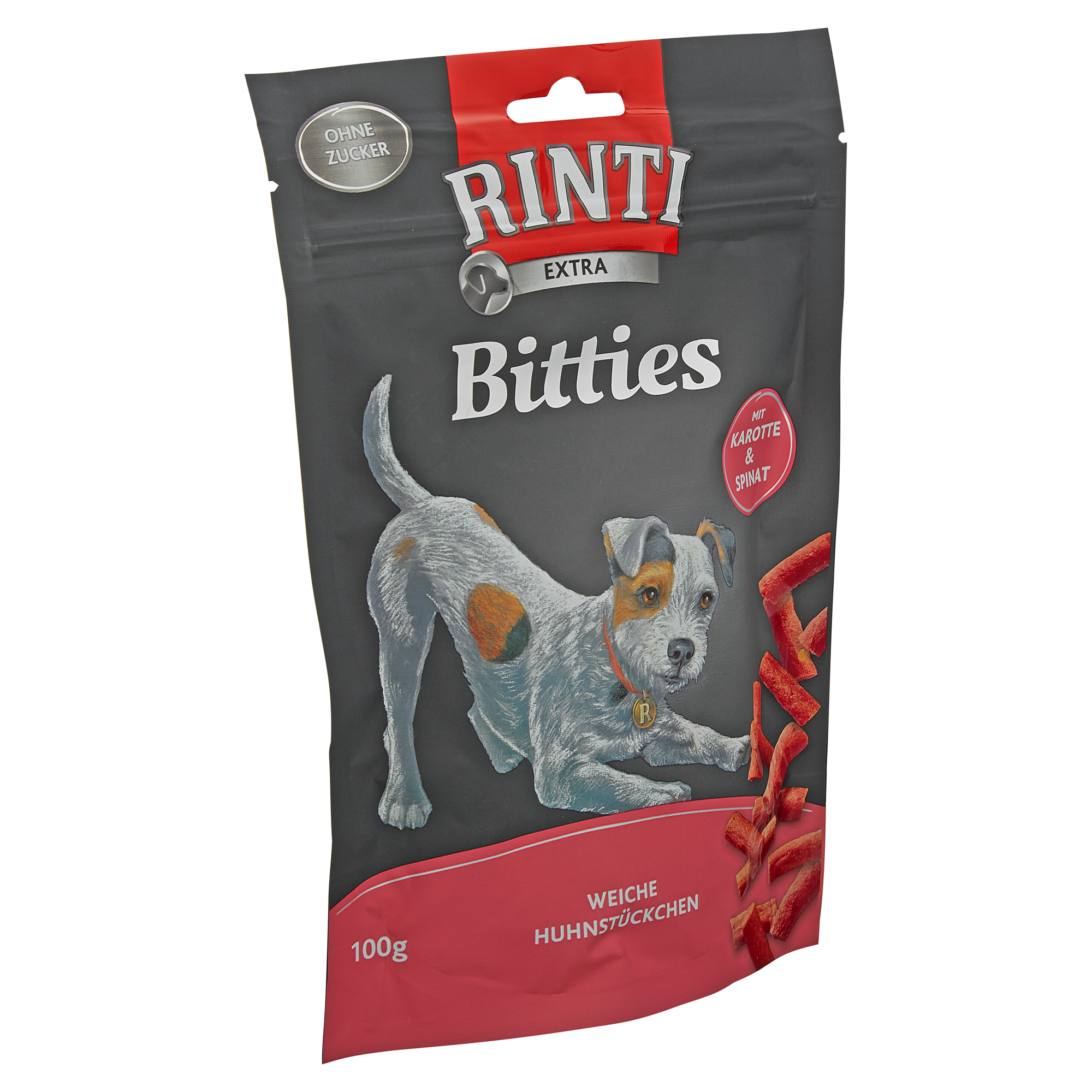 Hundesnacks "Bitties" Huhnstückchen mit Karotte/Spinat 100 g + product picture