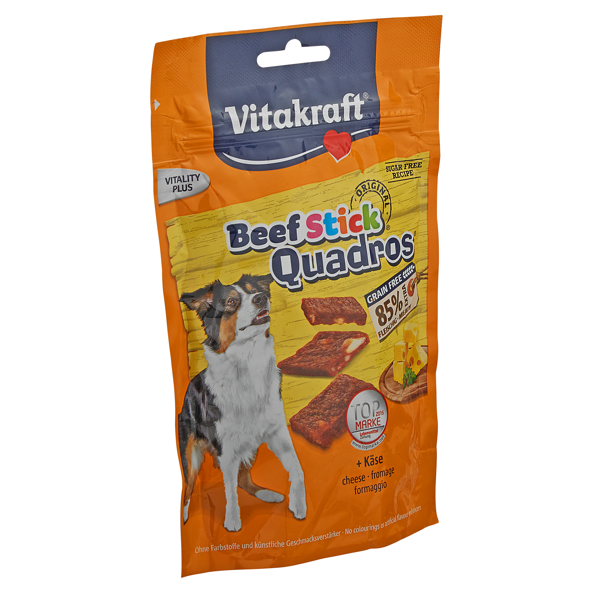 Hundesnack "Beef Stick Quadros" mit Käse 70 g + product picture