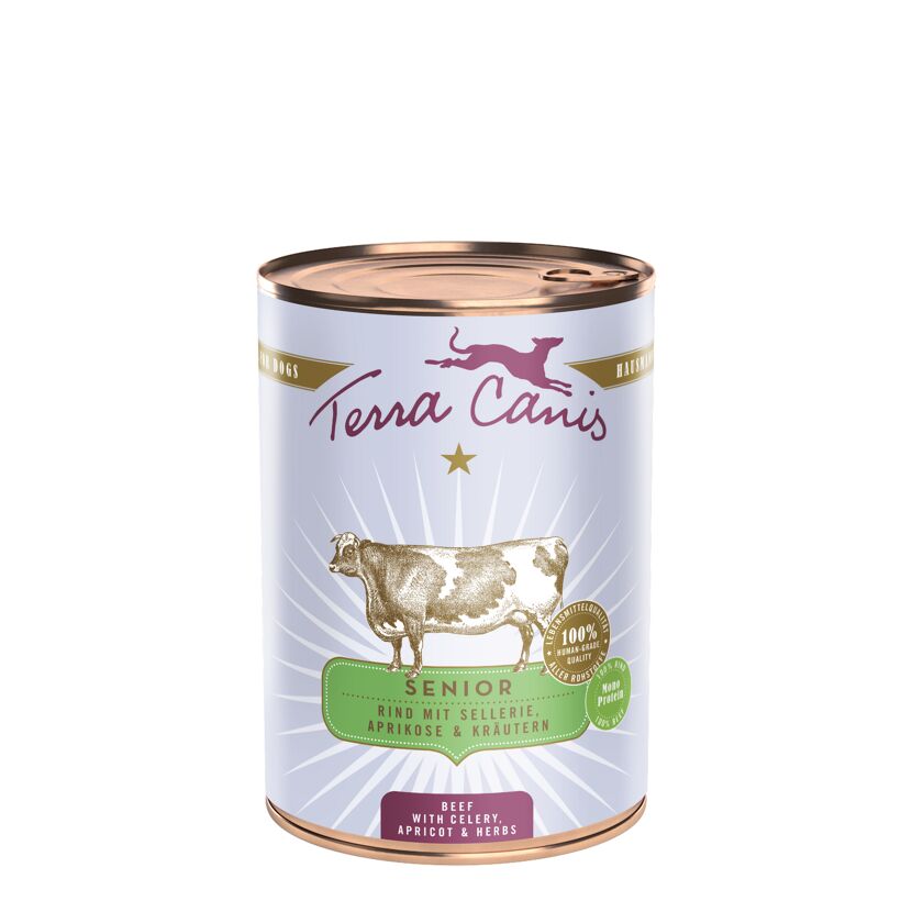 Hundenassfutter 'Senior' Rind mit Sellerie, Aprikose & Kräutern 400 g