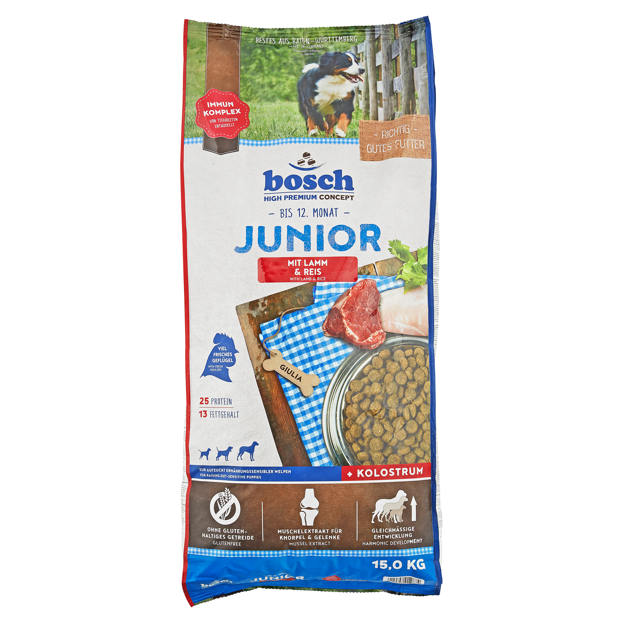 Hundetrockenfutter "High Premium Concept" Junior mit Lamm/Reis 15 kg + product picture