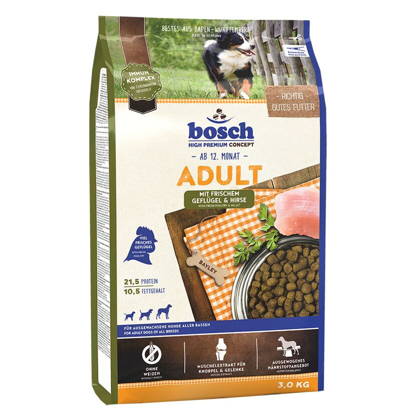 Hundetrockenfutter 'Dog Adult' Geflügel und Hirse 3 kg