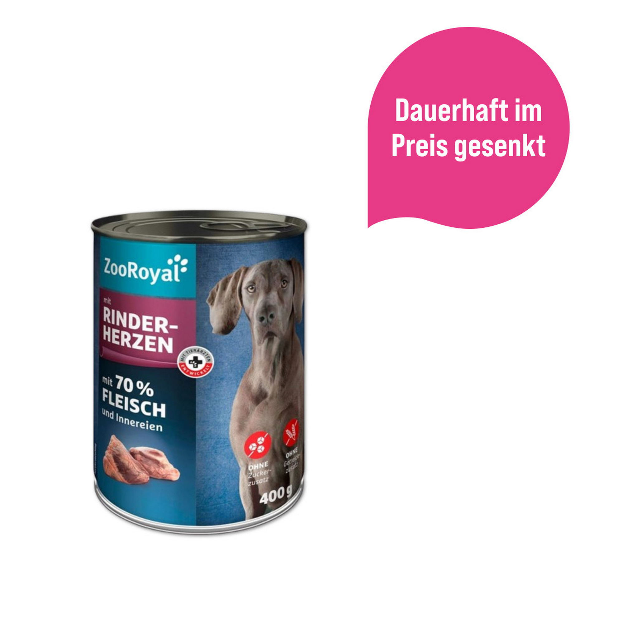 Hunde-Nassfutter Rinderherzen 400 g