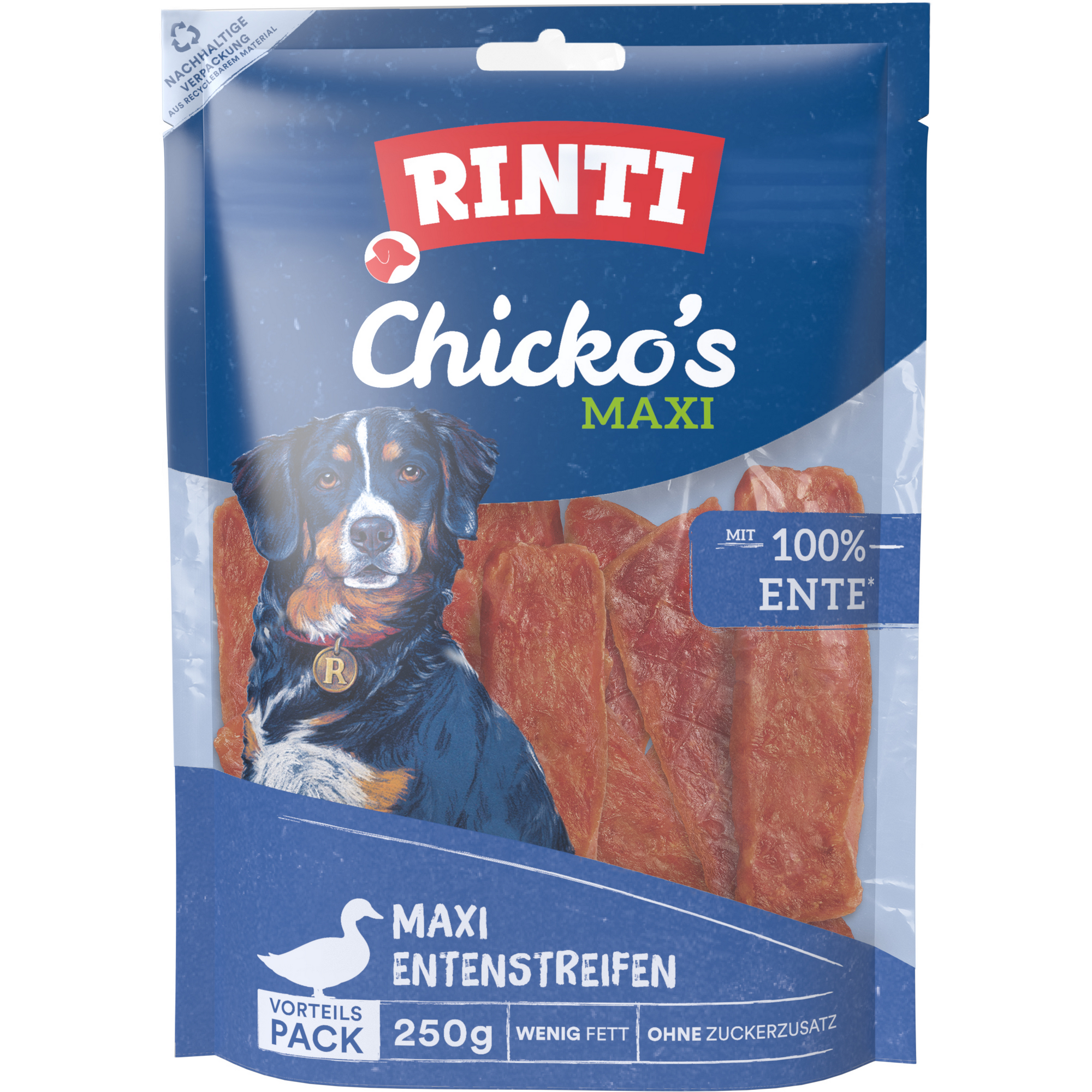 Hundefutter 'Chicko' Maxi Entenstreifen 250 g