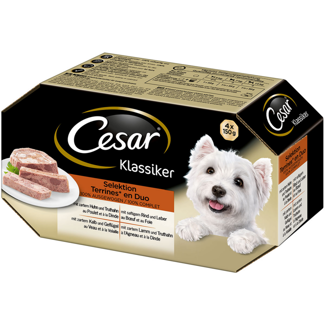 Bild von Hundenassfutter 'Klassiker Selektion' Adult/Senior, mit Geflügel, Lamm, Rind und Kalb, 600 g
