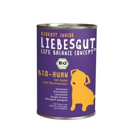 2. Bild von Hundenassfutter 'Biokost Junior' Huhn, Apfel und Buchweizen 400 g