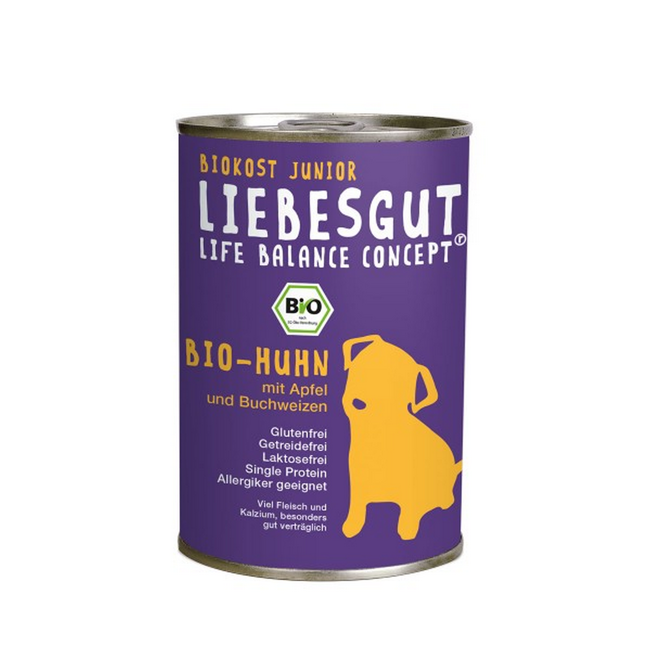 Bild von Hundenassfutter 'Biokost Junior' Huhn, Apfel und Buchweizen 400 g