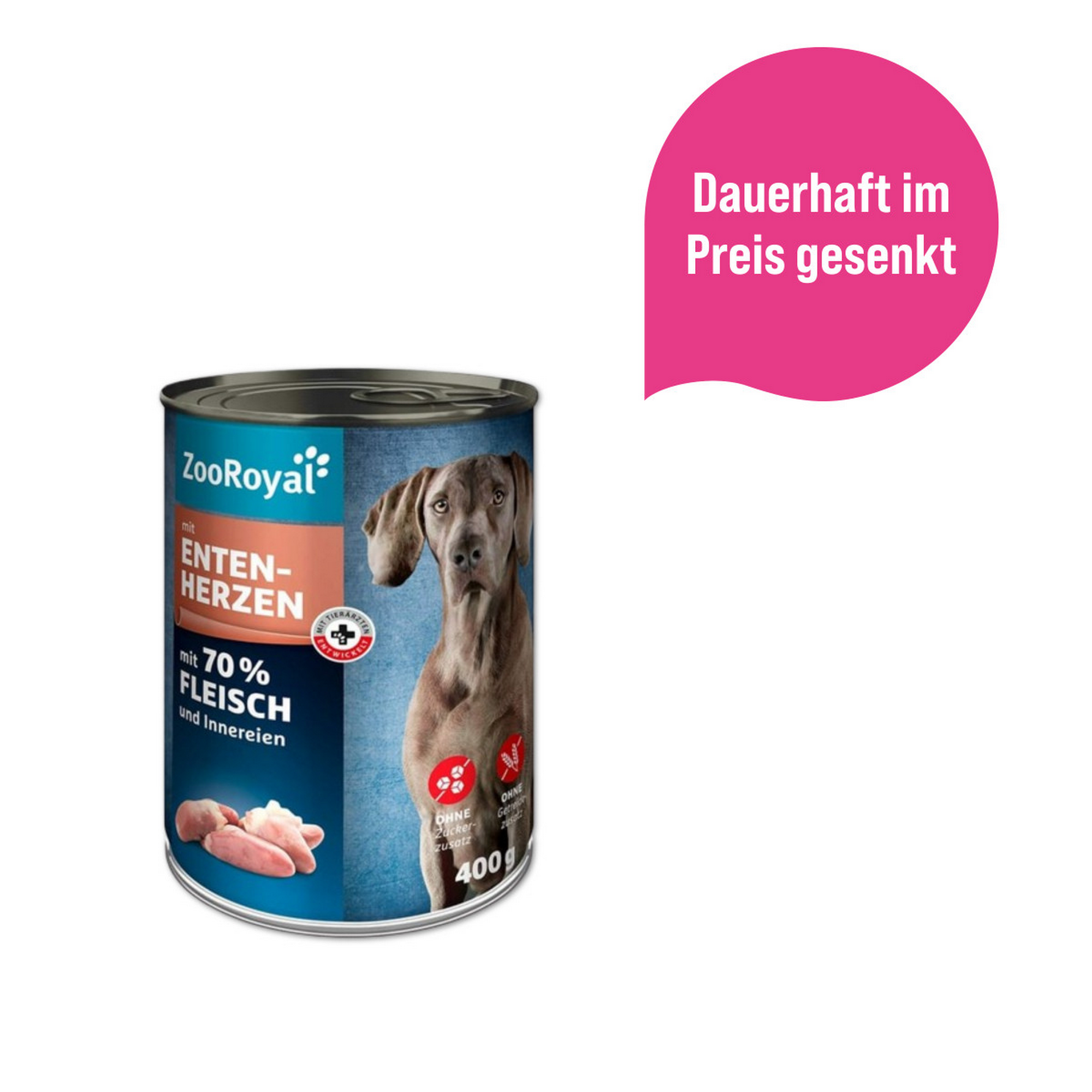 Hunde-Nassfutter mit Entenherzen 400 g