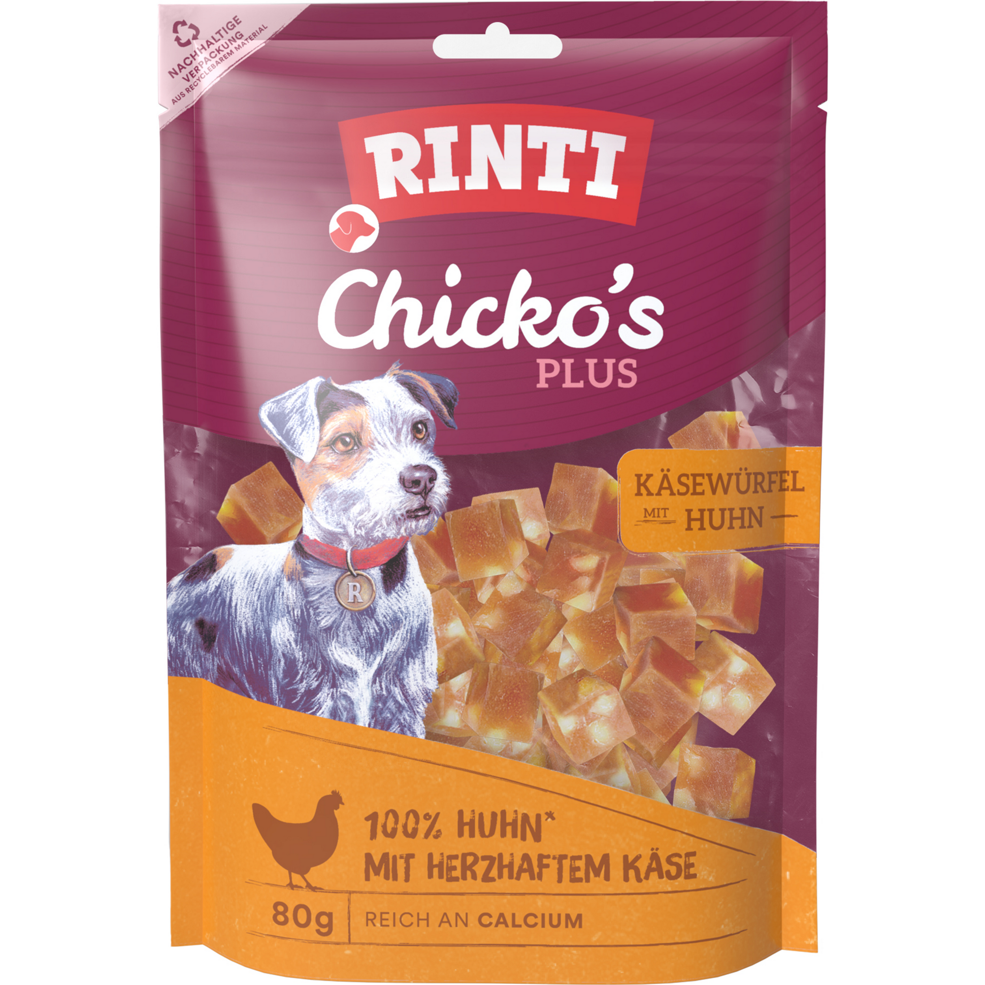 Hundefutter 'Chicko' Käsewürfel 80 g