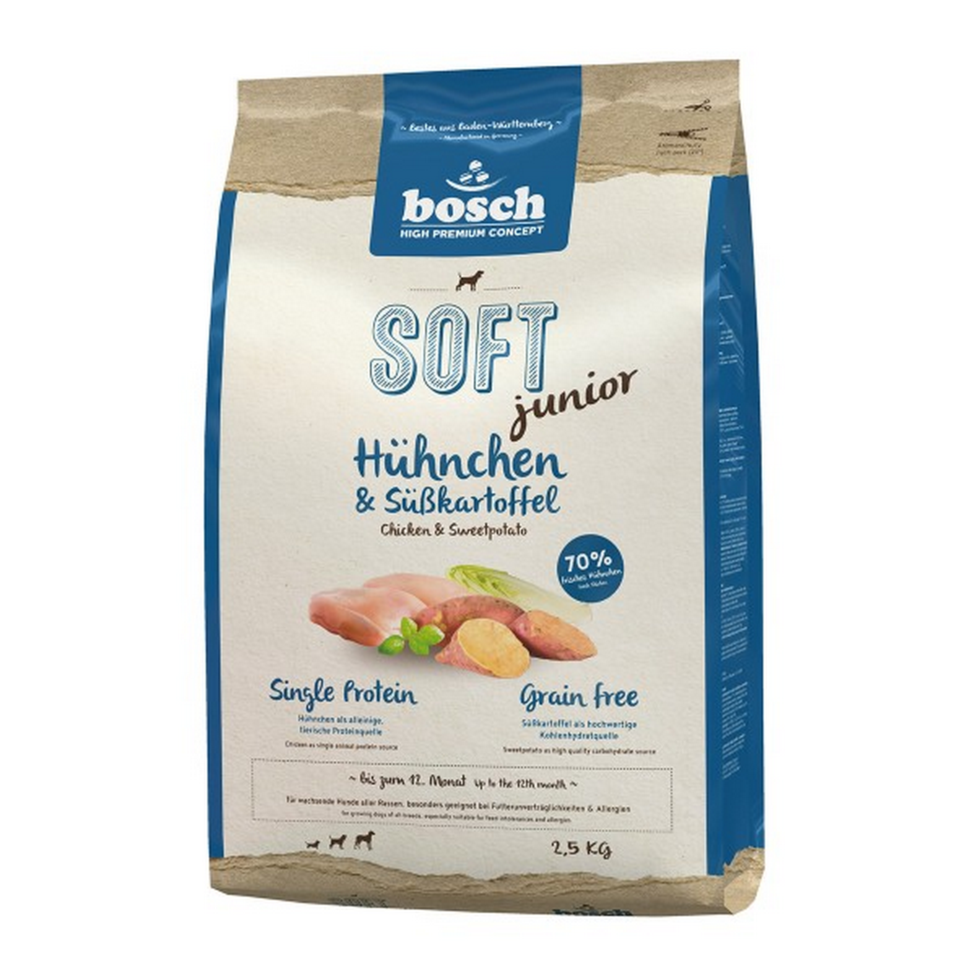 Hundetrockenfutter 'Soft Junior' Hühnchen und Süßkartoffel 2,5 kg + product picture