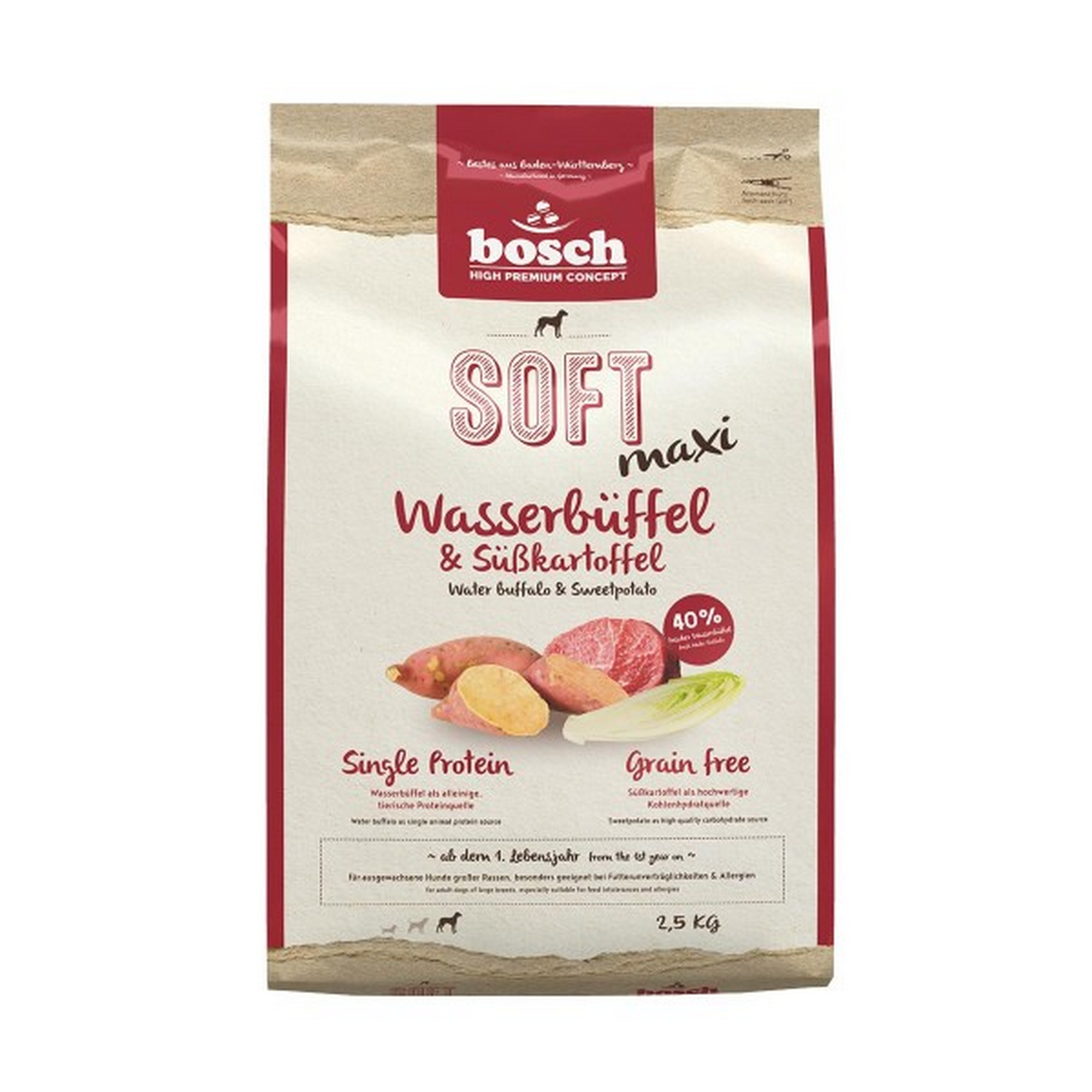 Hundetrockenfutter 'Soft Maxi' Wasserbüffel und Süßkartoffel 2,5 kg + product picture