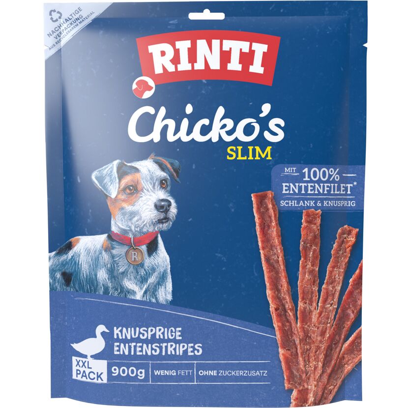 Hundefutter 'Chicko' Entenstripes 900 g