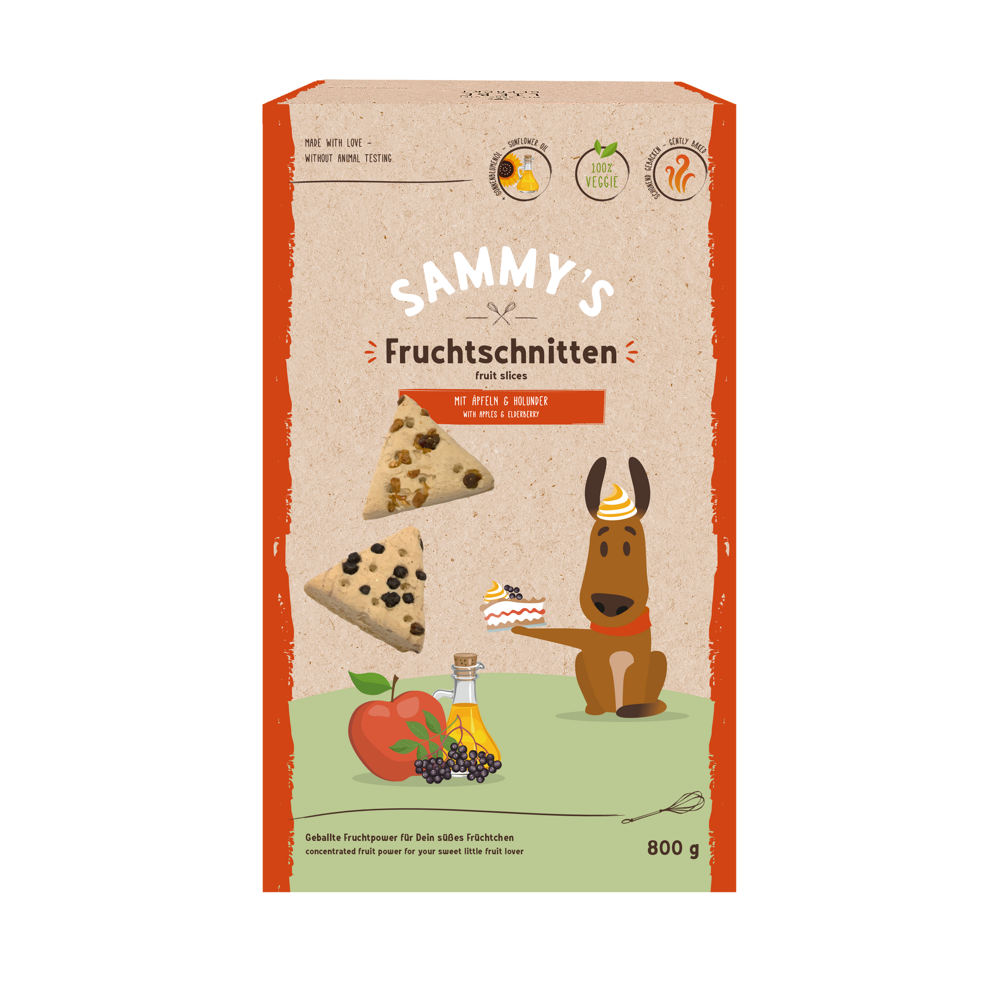 Hundesnack 'Fruchtschnitten' Apfel und Holunder 800 g