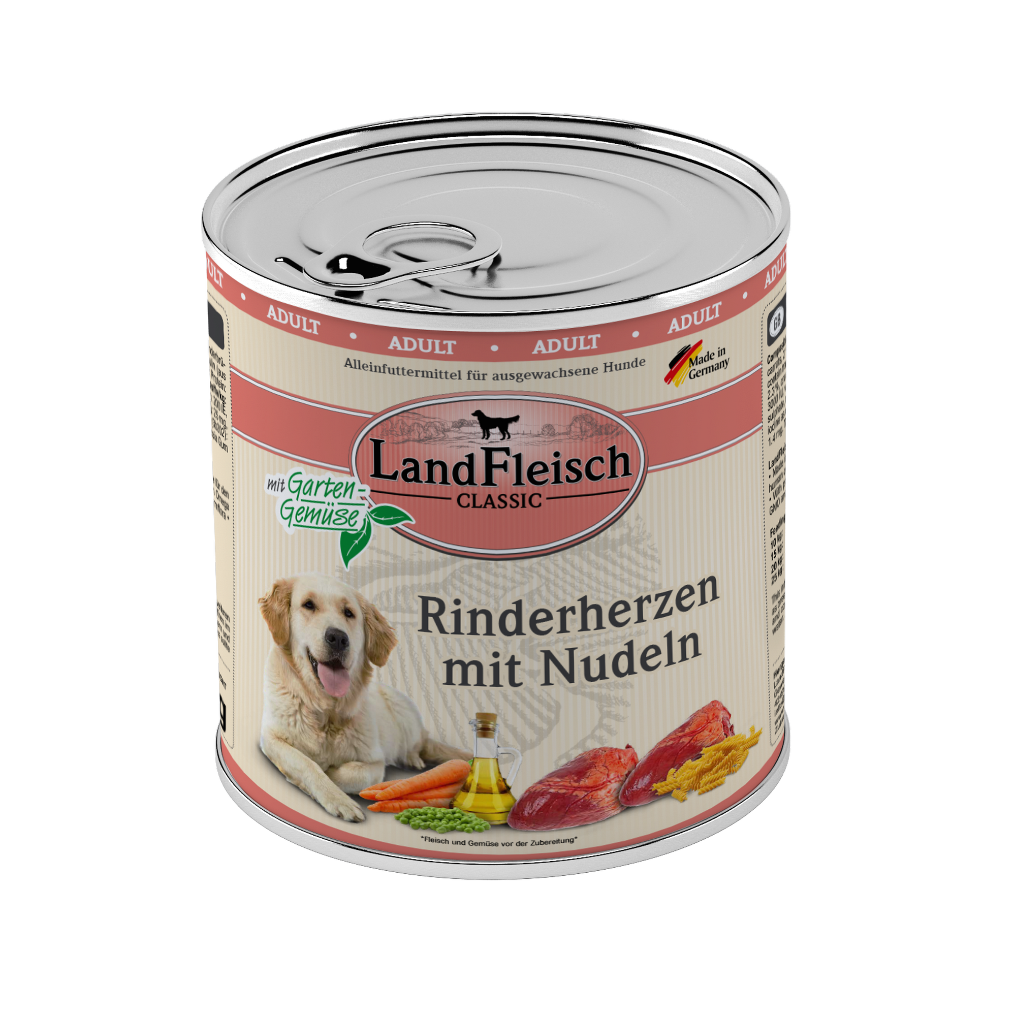 Hundefutter 'Classic' Rinderherz, Nudeln 800 g