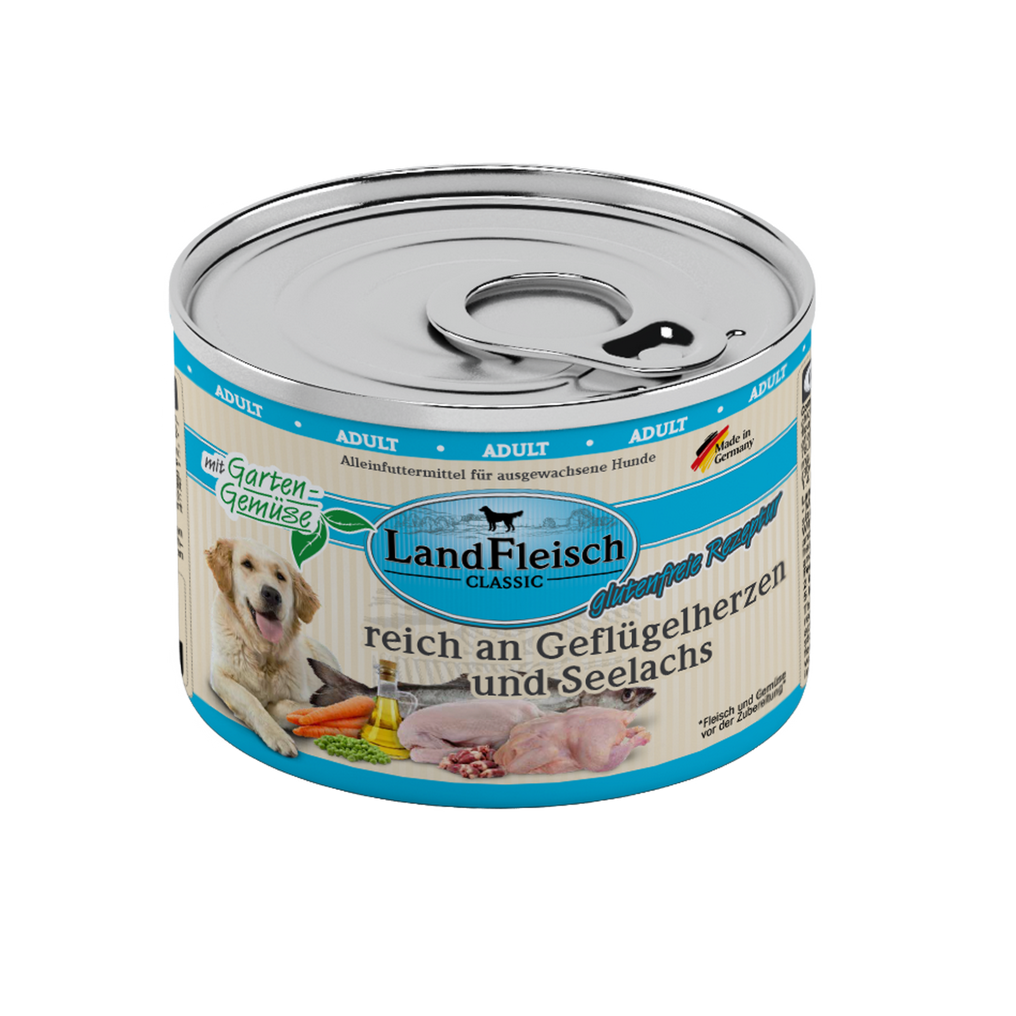 Hundefutter 'Classic' Geflügelherz & Seelachs 195 g