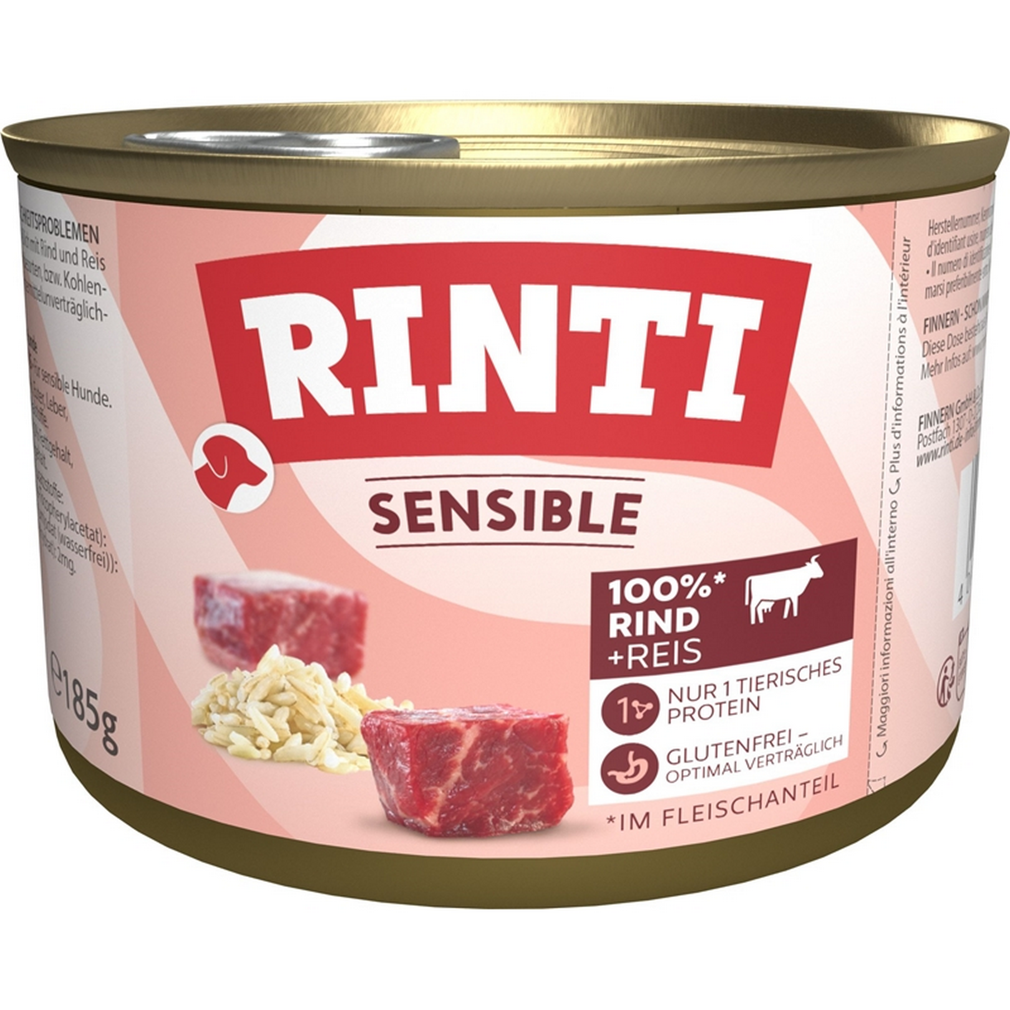 Hundefutter 'Sensible' Rind Reis 185 g