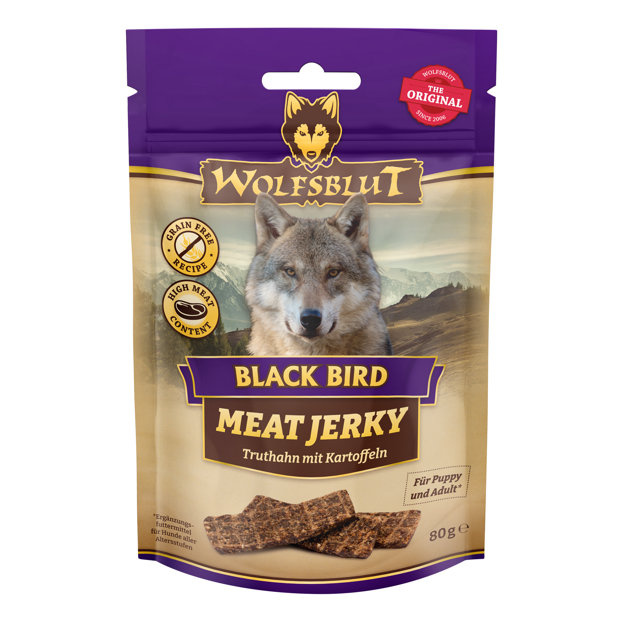 Hundesnack 'Meat Jerky Black Bird' Adult 80 g