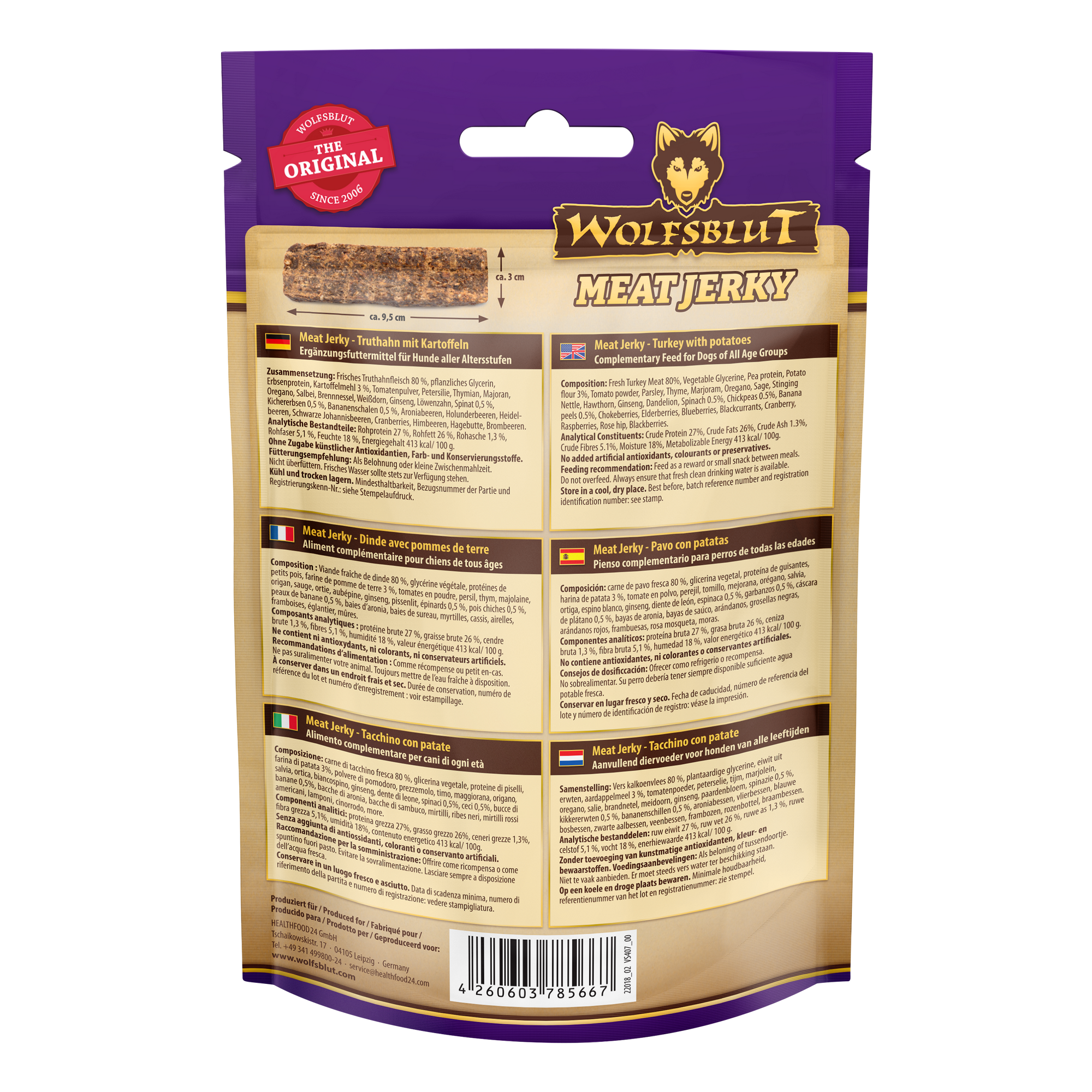 Hundesnack 'Meat Jerky Black Bird' Adult 80 g