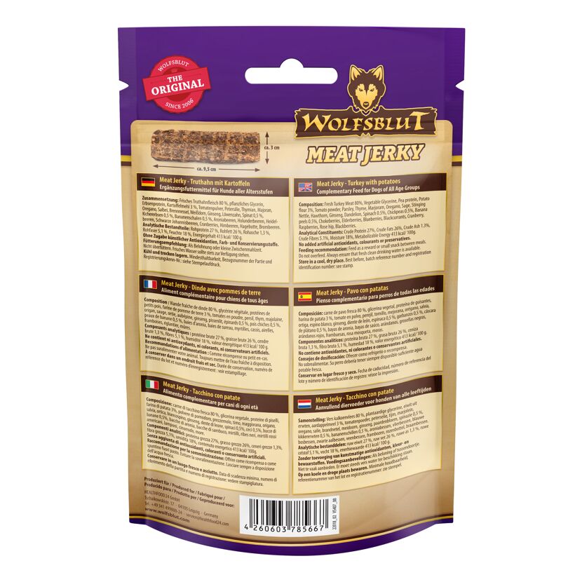Hundesnack 'Meat Jerky Black Bird' Adult 80 g