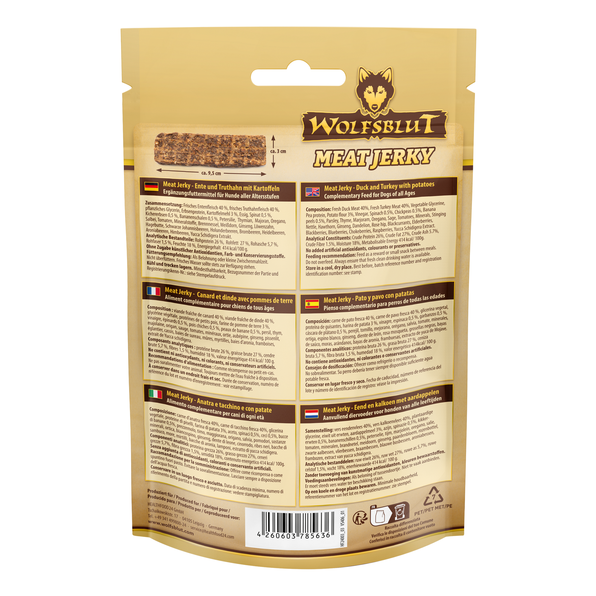 Hundesnack 'Meat Jerky Wild Duck & Turkey' Adult 80 g