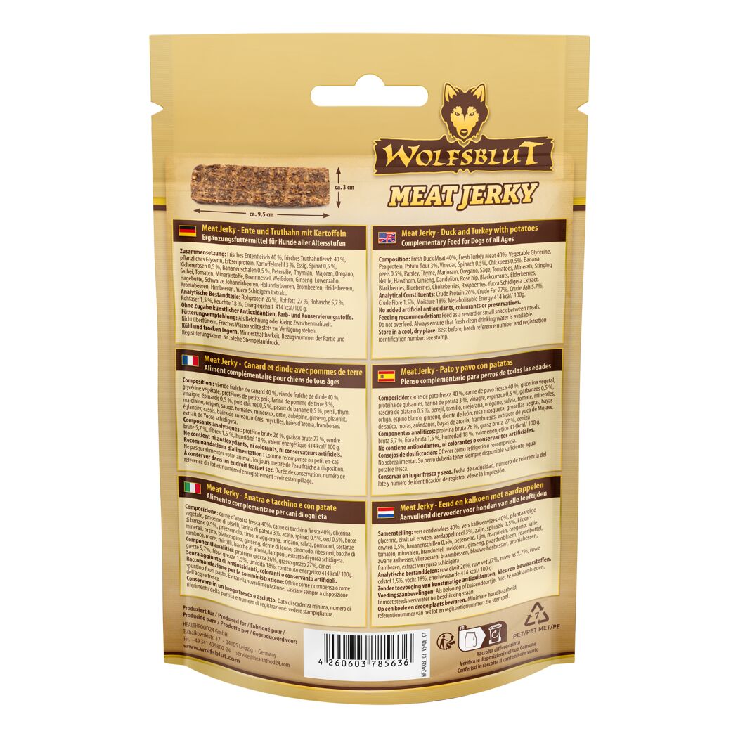 Hundesnack 'Meat Jerky Wild Duck & Turkey' Adult 80 g