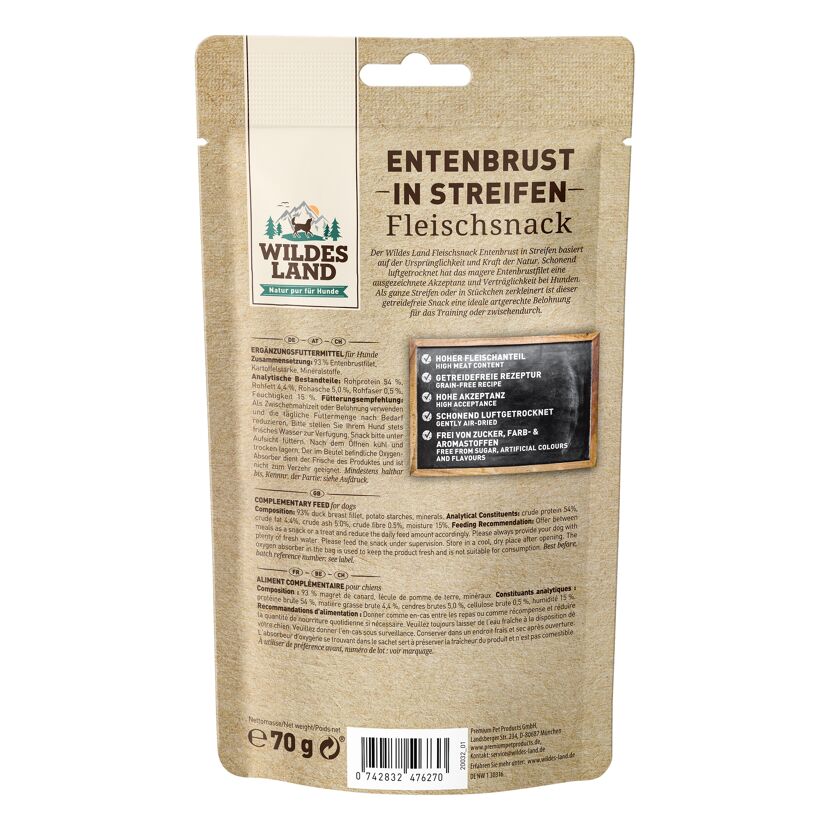 Hundesnack 'Fleischsnacks Entenbrust in Streifen' 70 g