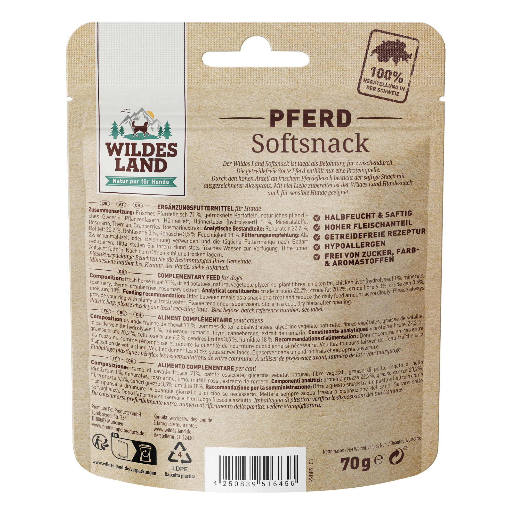 Hundesnack 'Softsnack Pferd' 70 g