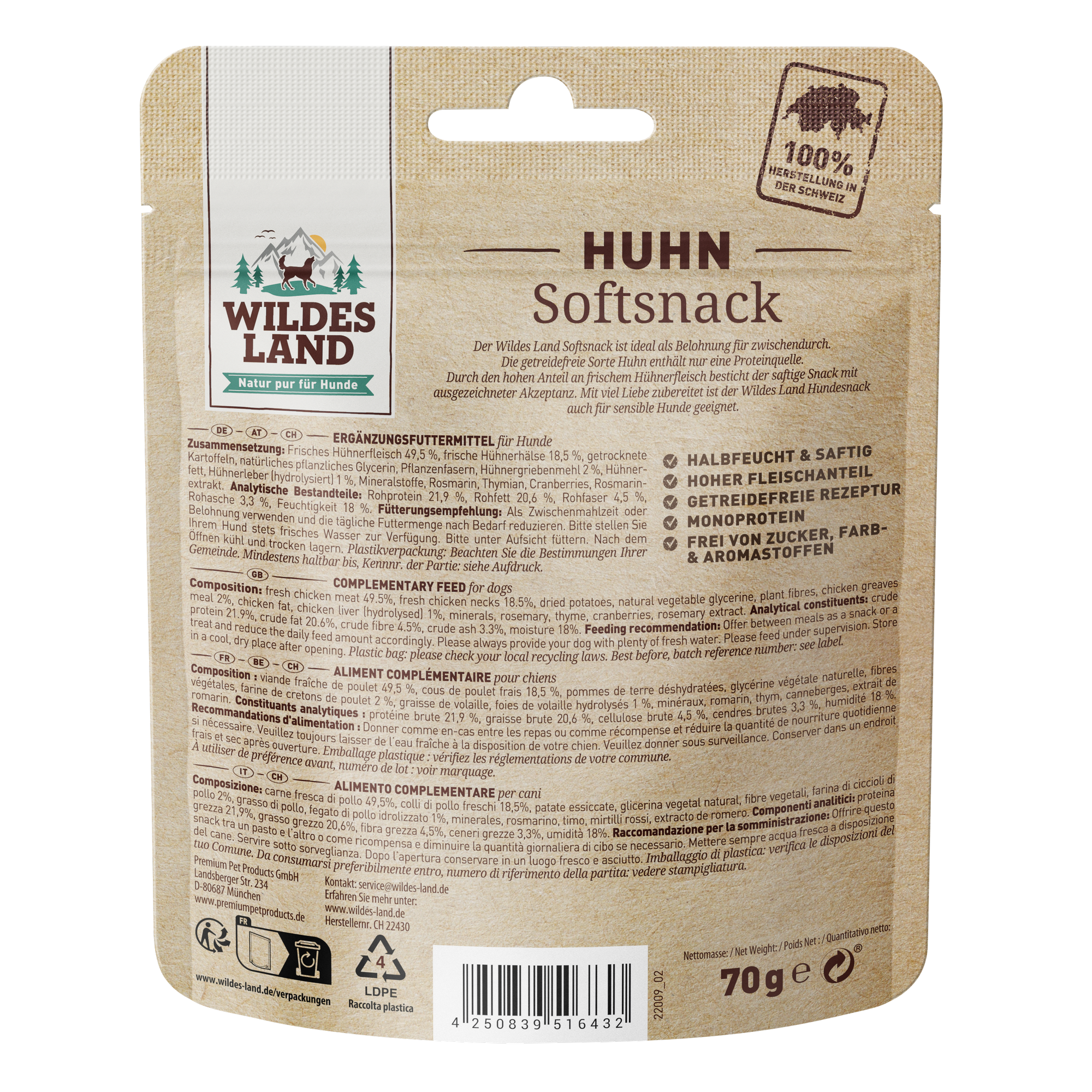 Hundesnack 'Softsnack Huhn' 70 g