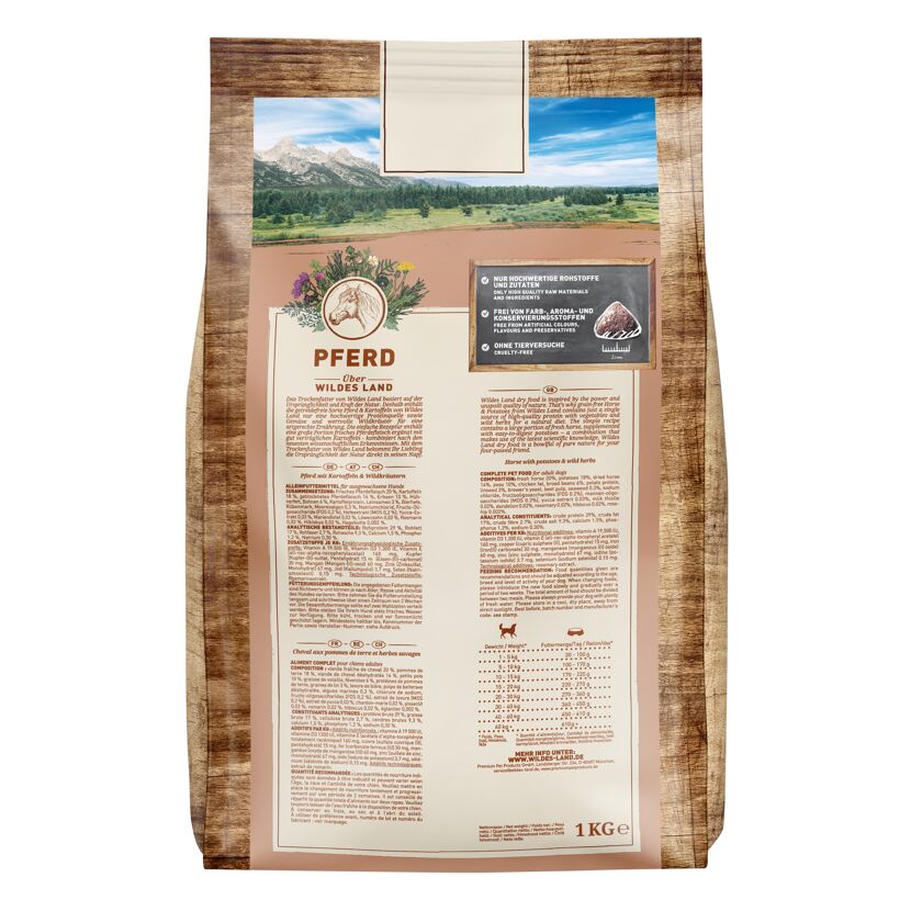 Hundetrockenfutter 'Pferd mit Kartoffeln und Wildkräutern' Adult 1 kg