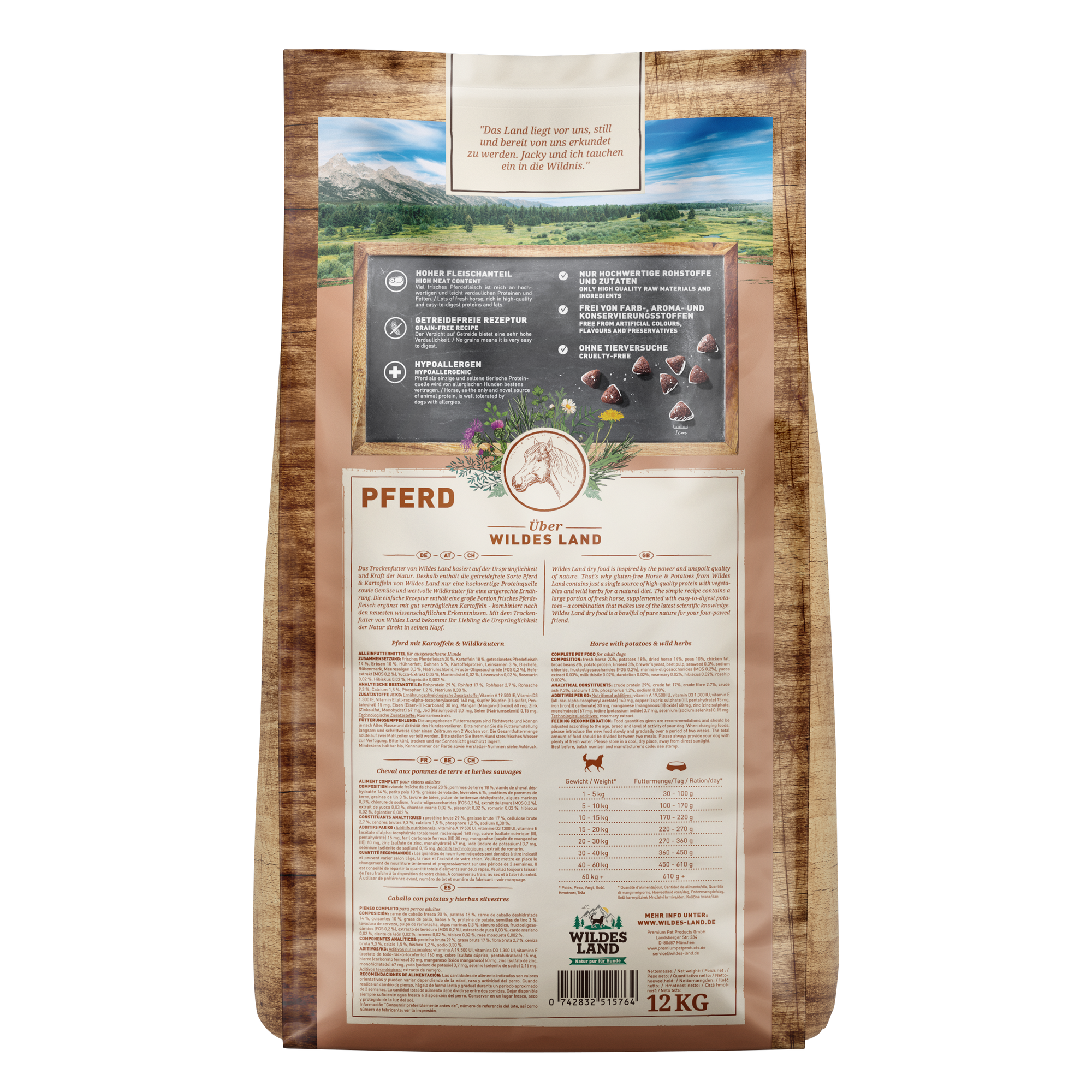 Hundetrockenfutter 'Pferd mit Kartoffeln und Wildkräutern' Adult 12 kg