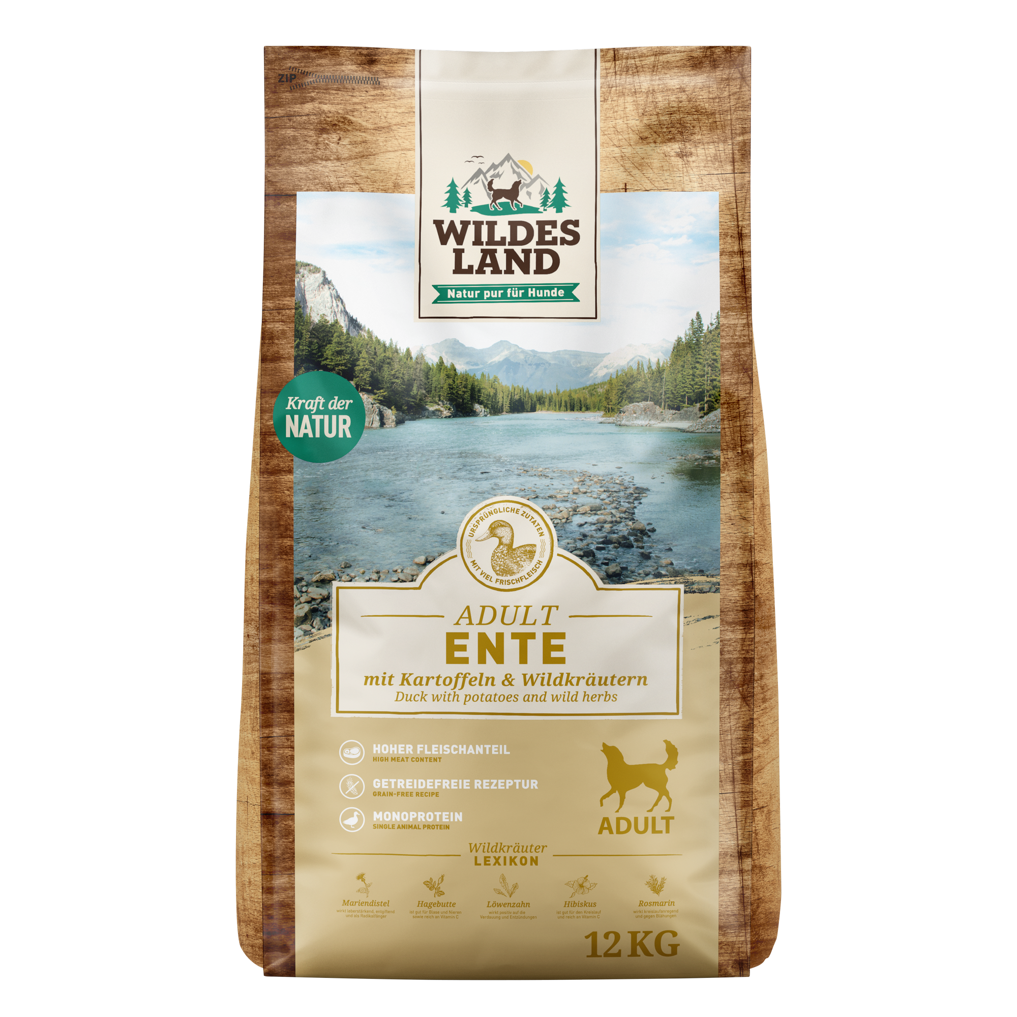 Hundenassfutter 'Ente mit Kartoffeln und Wildkräutern' Adult 12 g